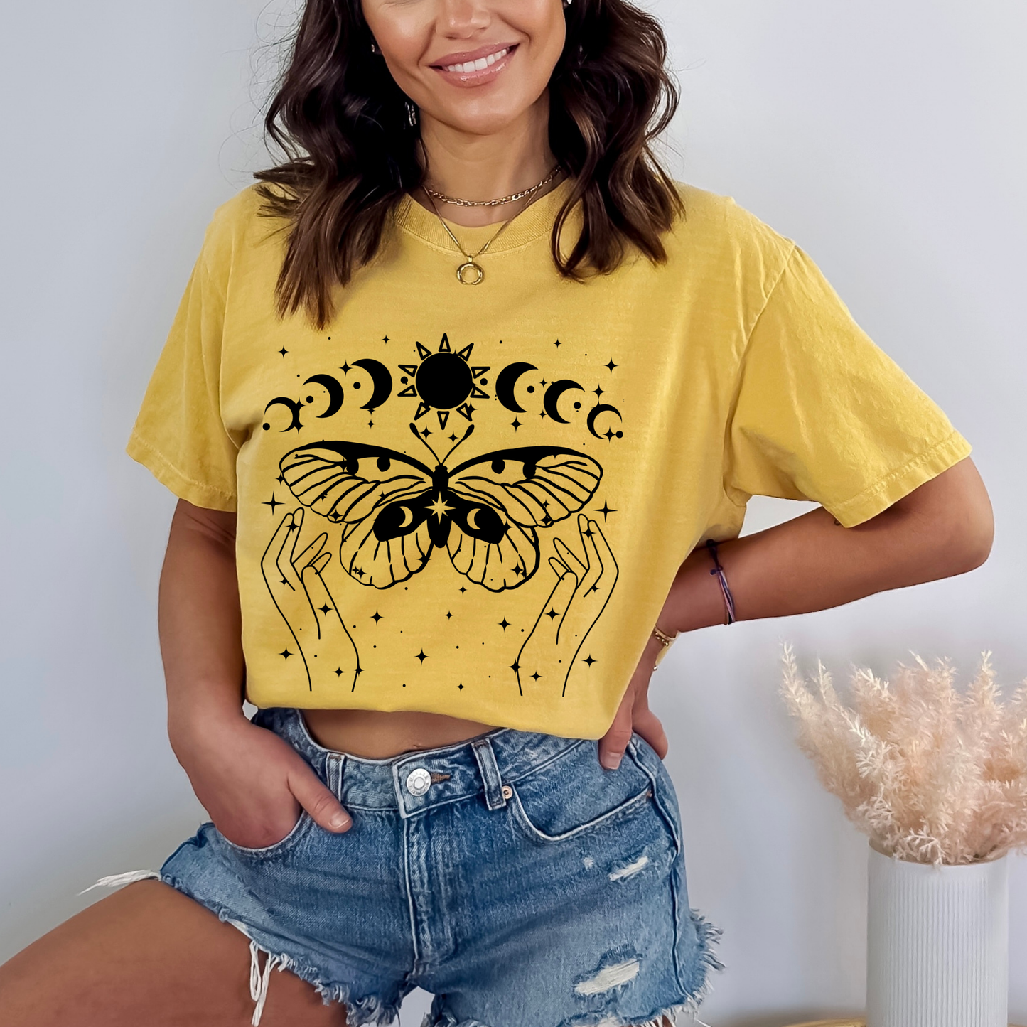 Celestial Moon Phases Butterfly T-Shirt
