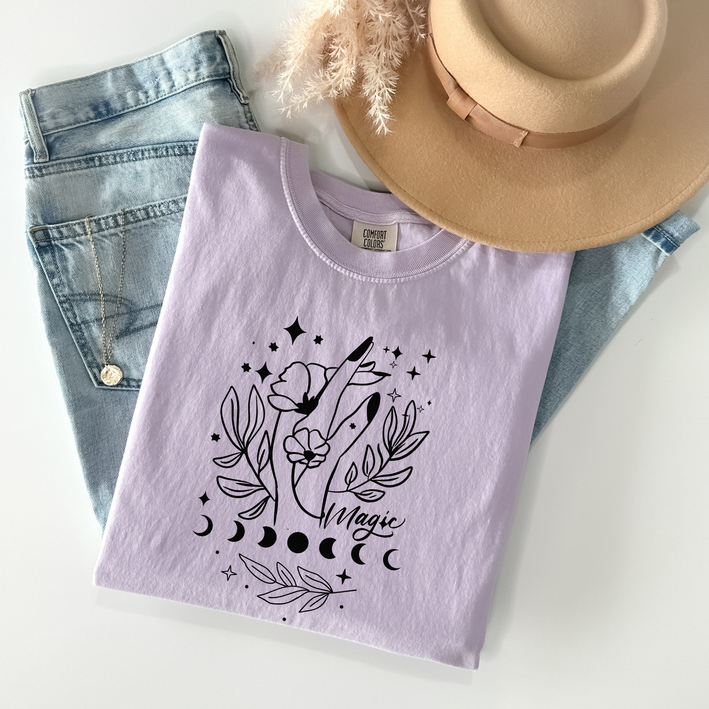 Celestial Floral Moon Phases T-Shirt
