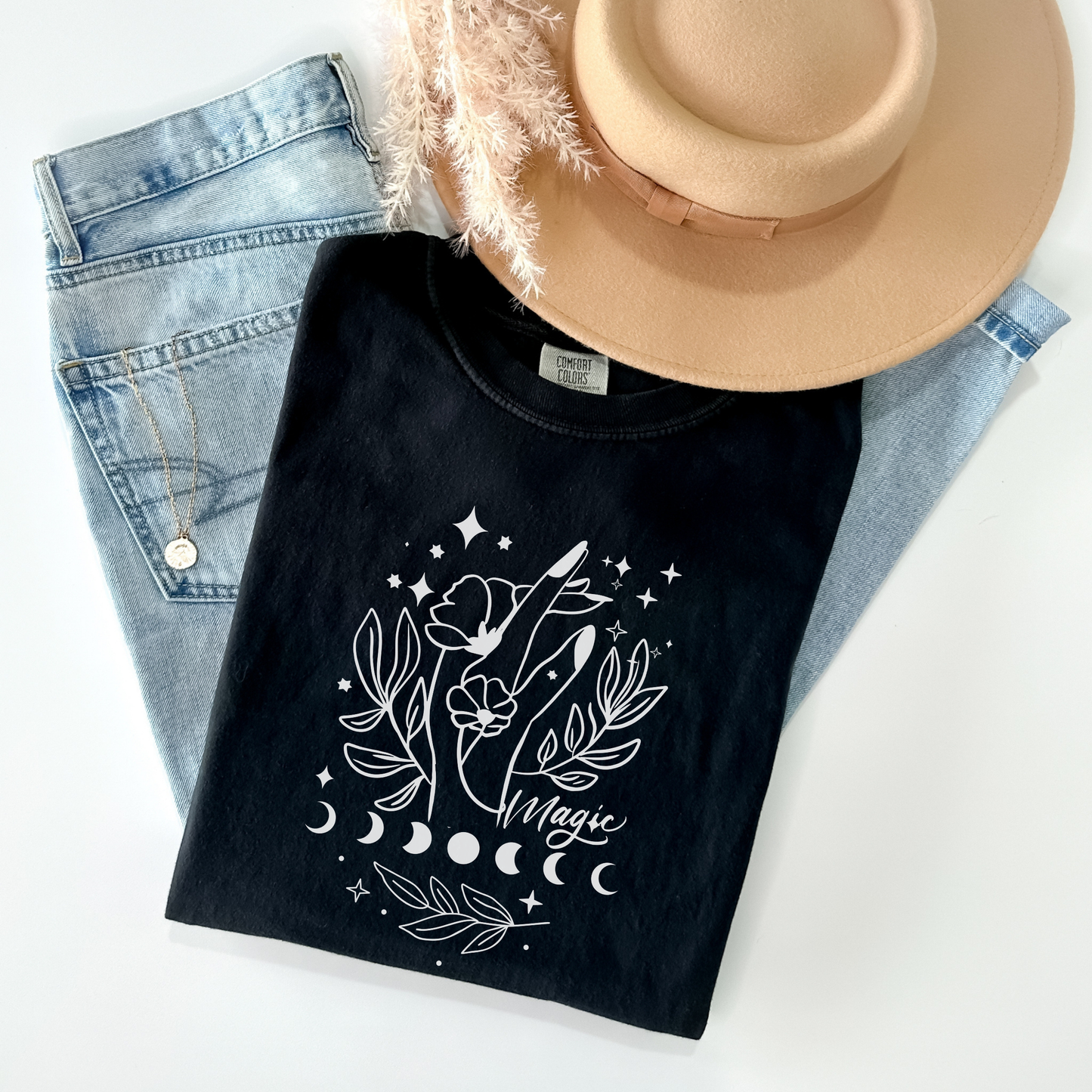 Celestial Floral Moon Phases T-Shirt