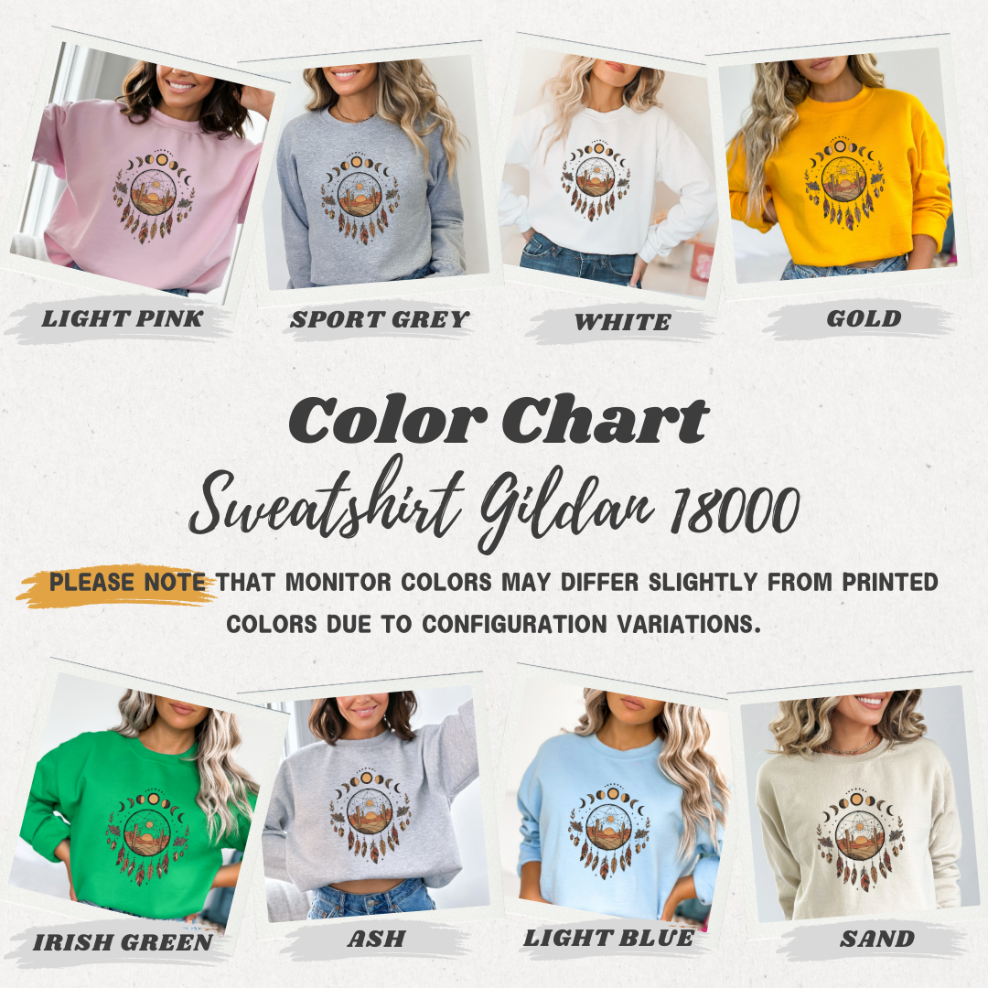 Boho Moon Phases Dream Catcher Sweatshirt