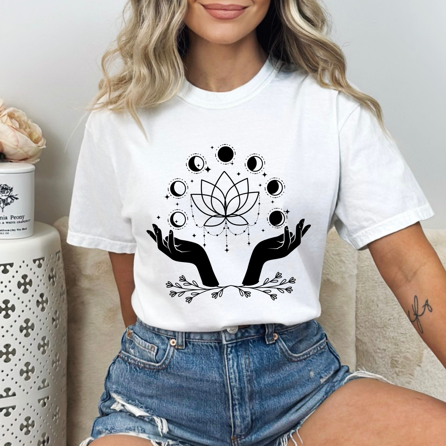 Magic Hand Moon Phases Lotus T-Shirt