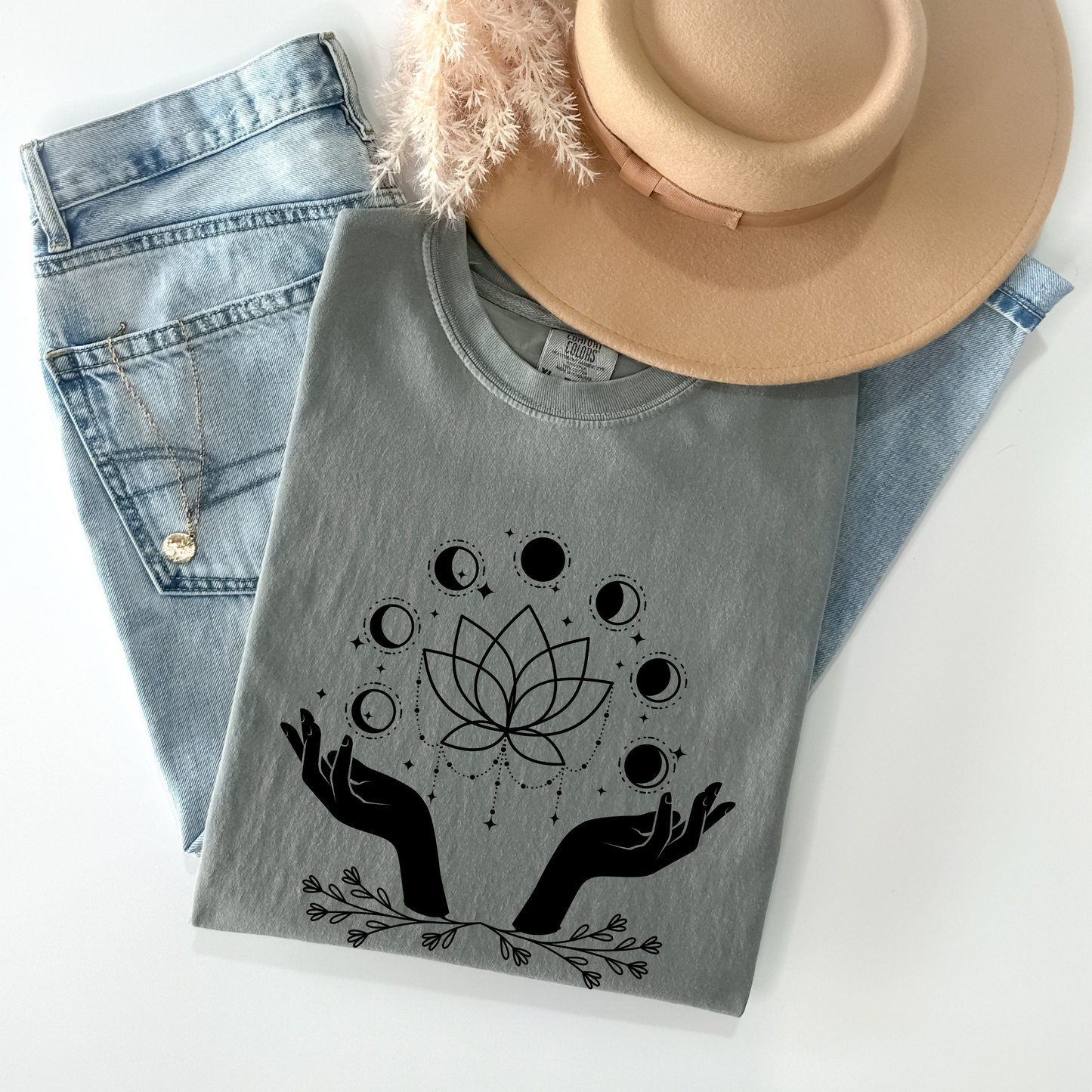 Magic Hand Moon Phases Lotus T-Shirt