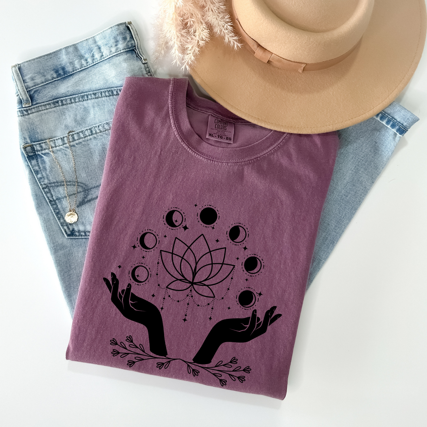 Magic Hand Moon Phases Lotus T-Shirt