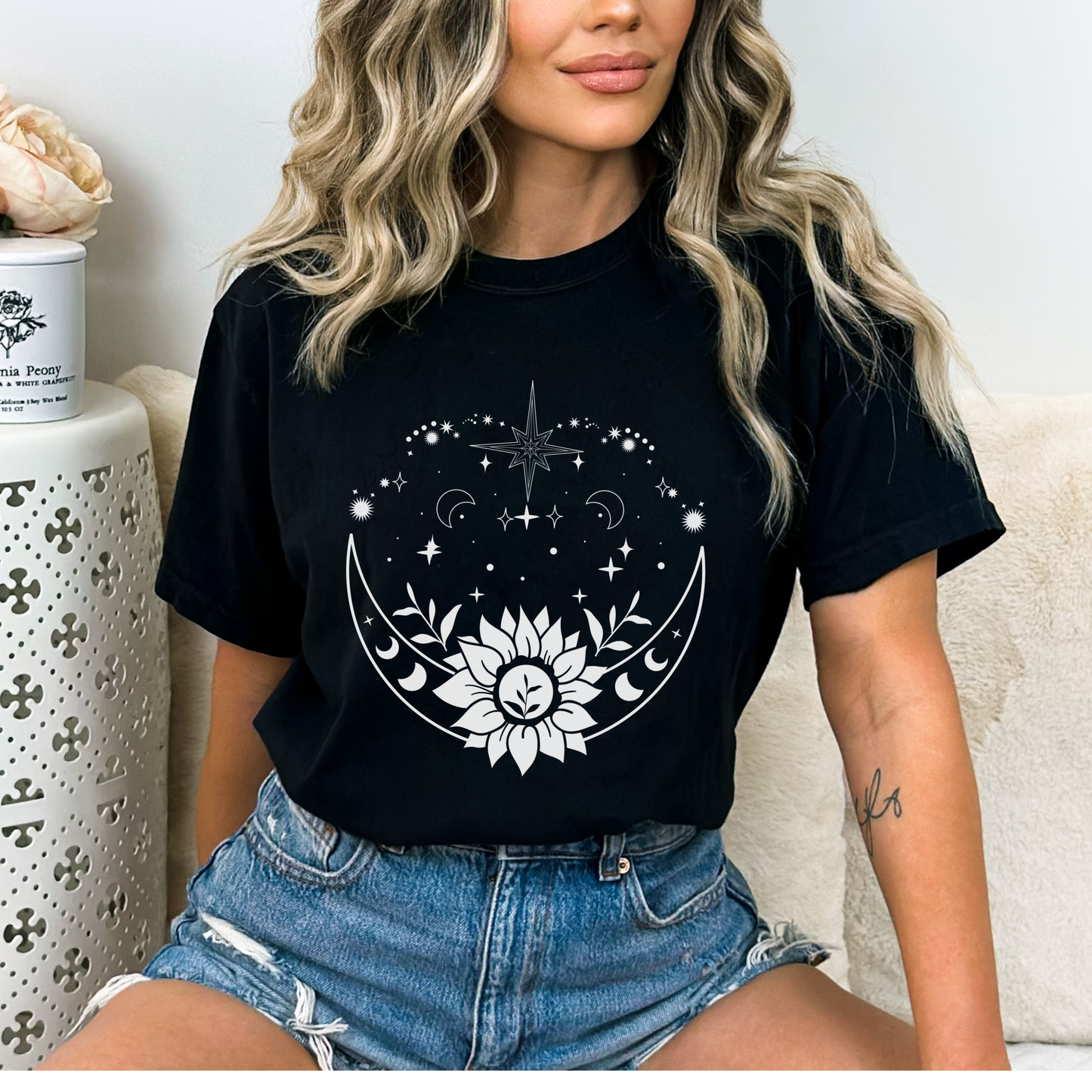 Bohemian Moon and Sunflower T-Shirt