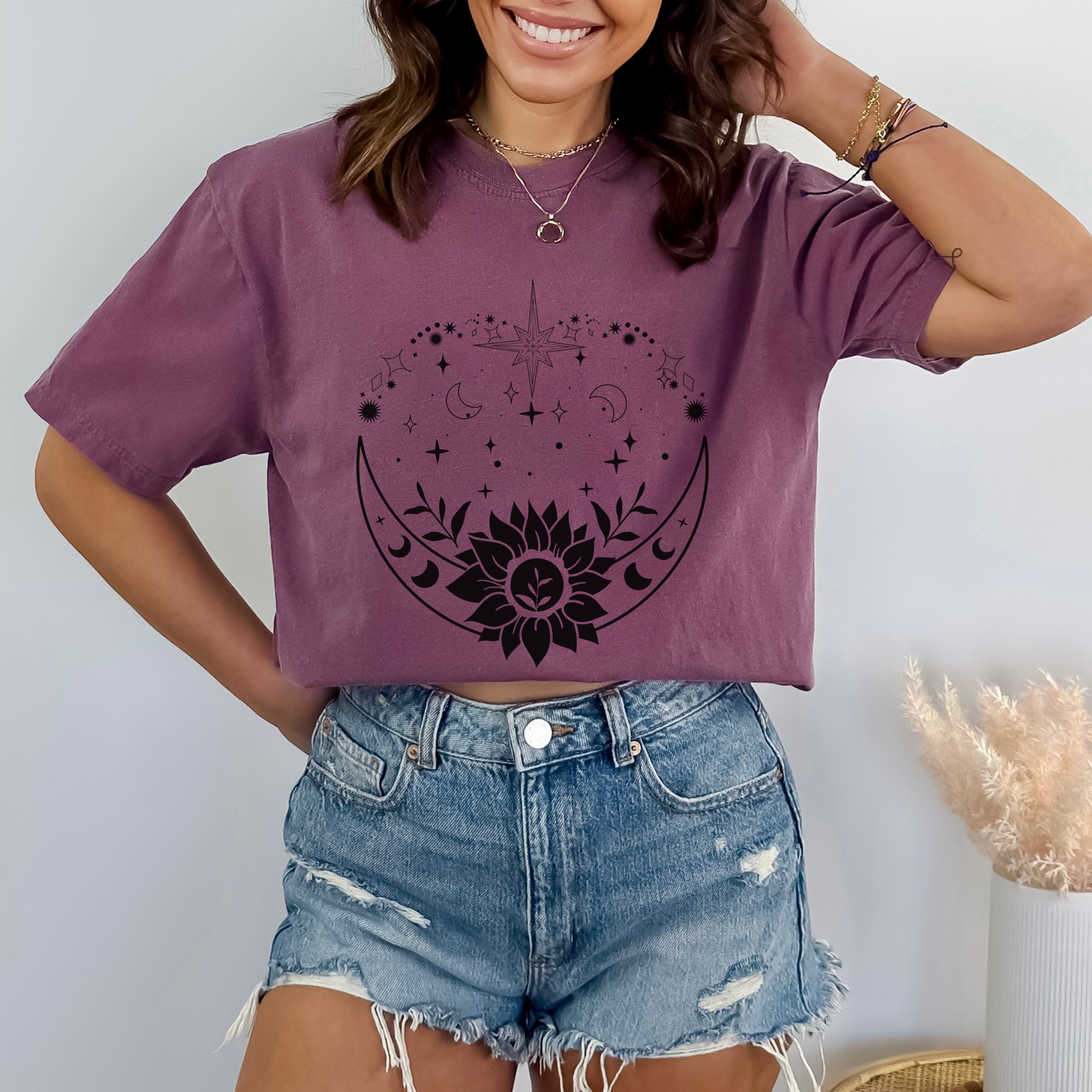 Bohemian Moon and Sunflower T-Shirt