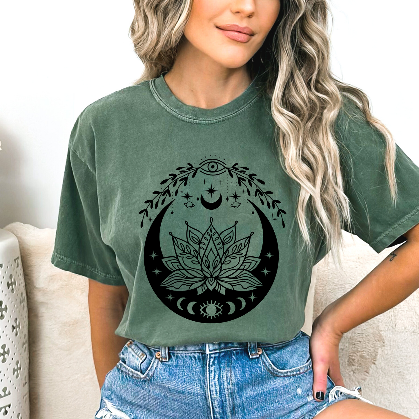 Celestial Evil Eyes Lotus Flower T-Shirt
