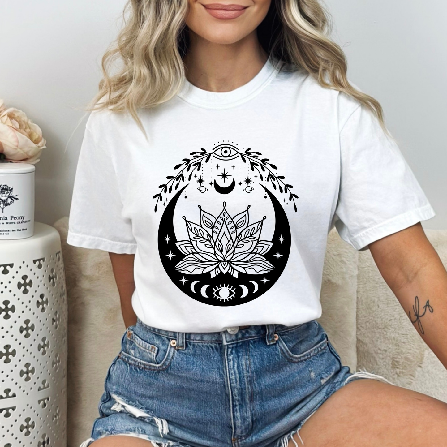 Celestial Evil Eyes Lotus Flower T-Shirt