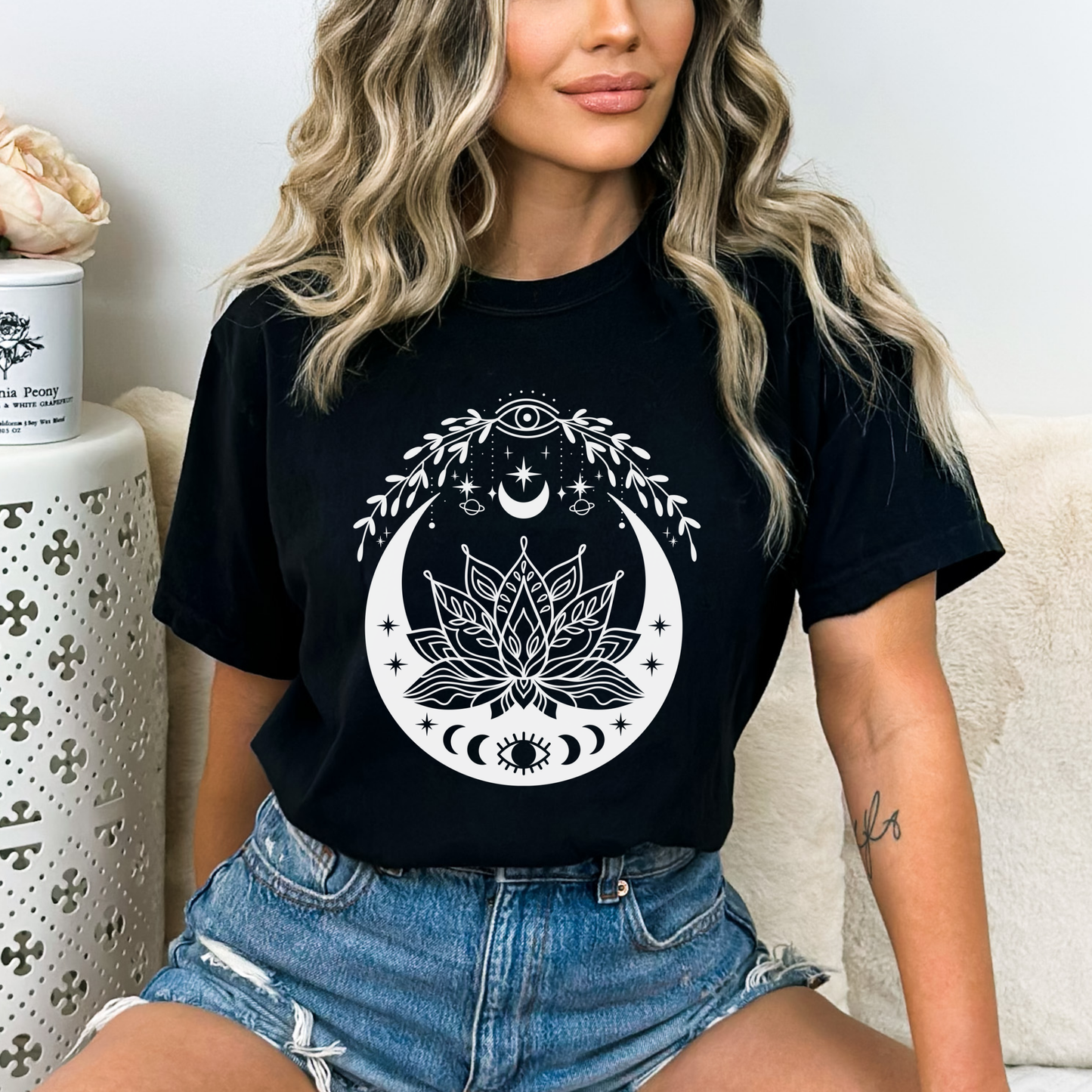 Celestial Evil Eyes Lotus Flower T-Shirt
