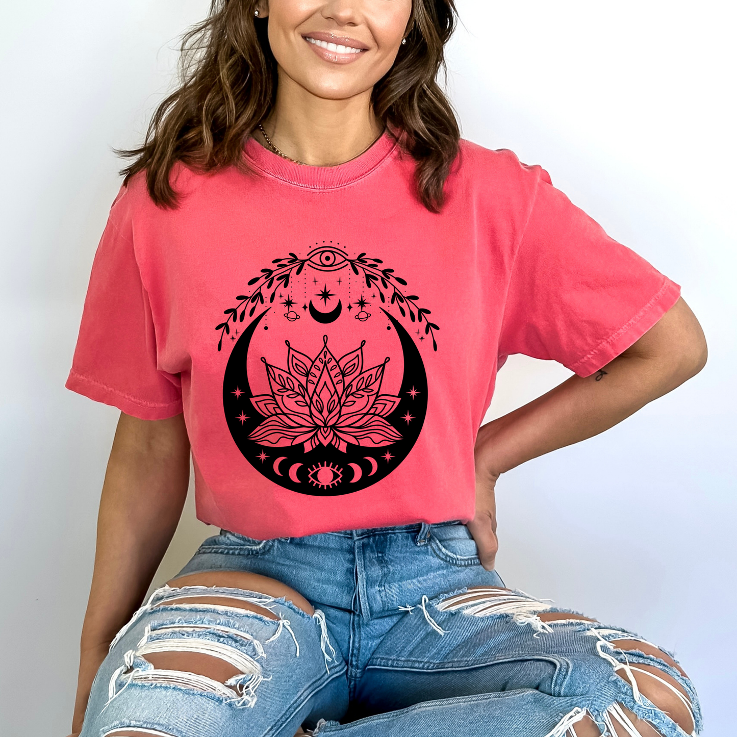 Celestial Evil Eyes Lotus Flower T-Shirt