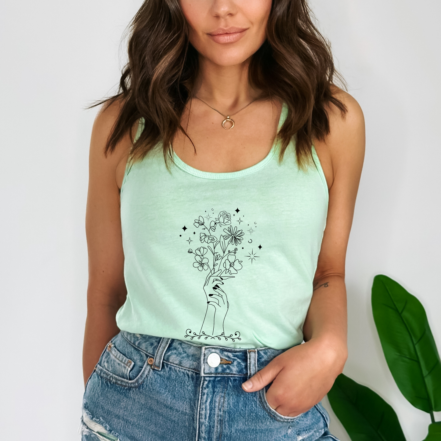 Aesthetic Floral Hand Tank