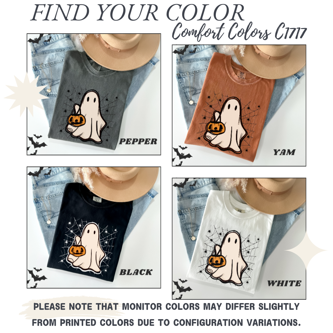 Retro Ghost Halloween Pumpkin T-Shirt