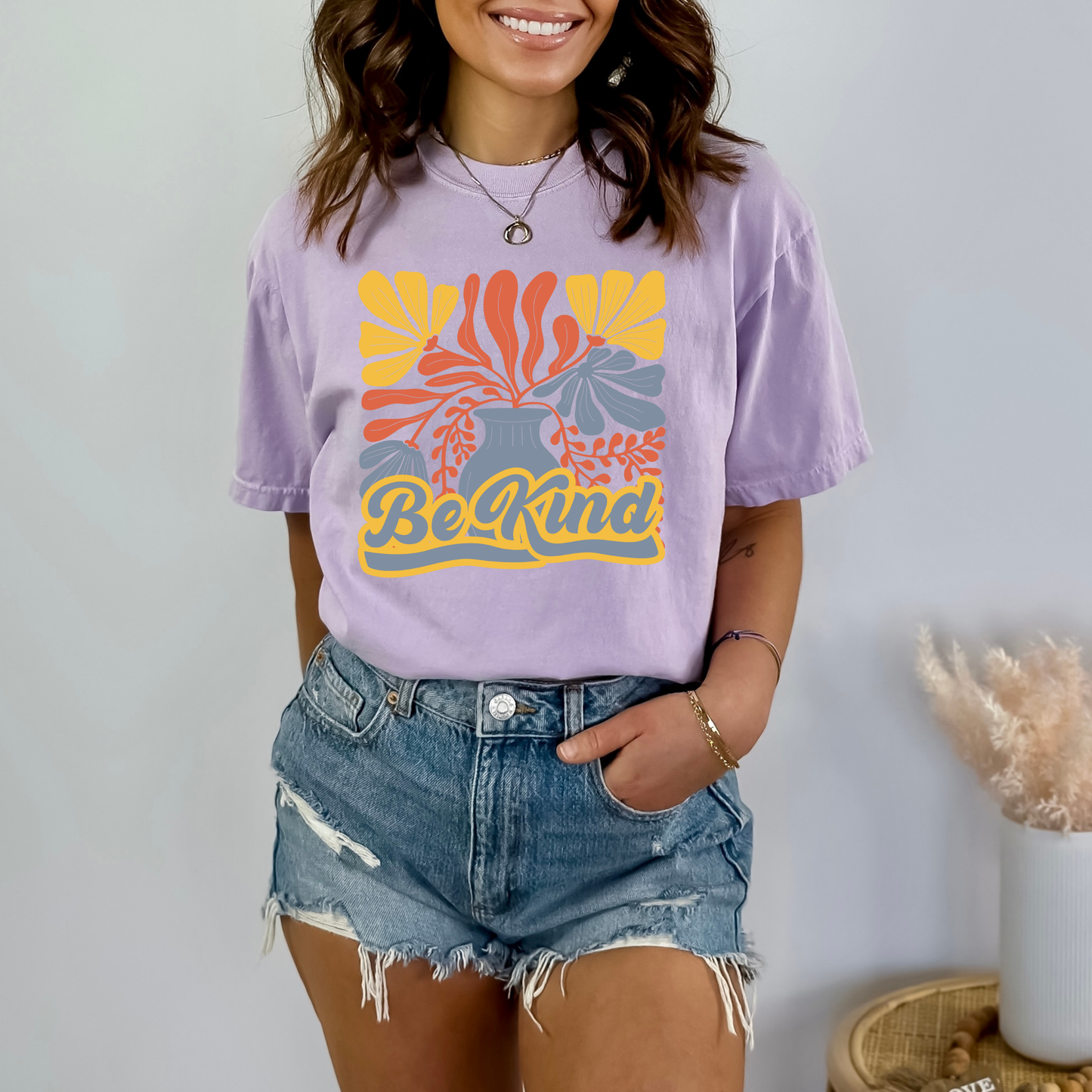 Retro Vintage Be Kind Groovy abstract Organic plants