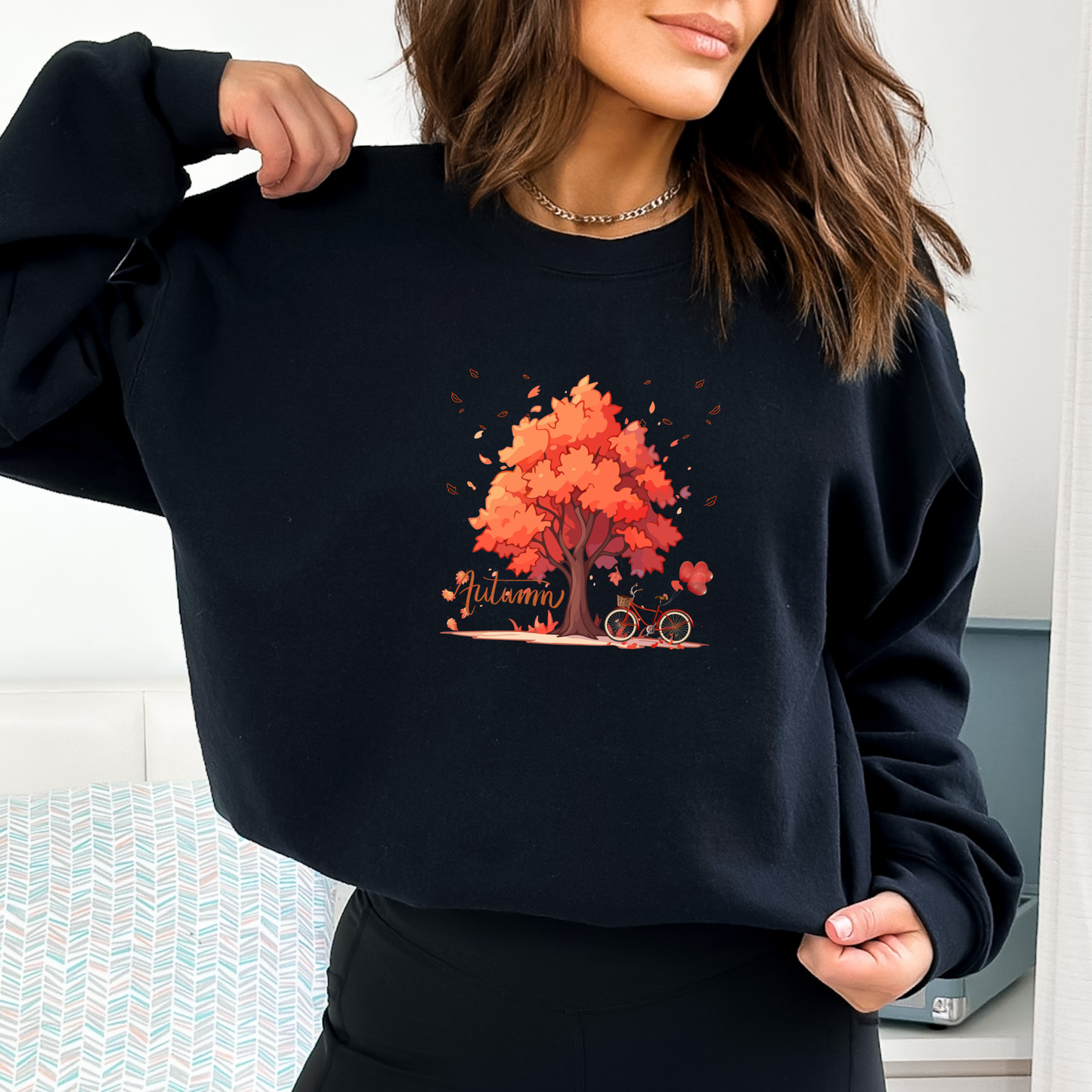 Fall Leaves, Tree & Bicycle Sweatshirt