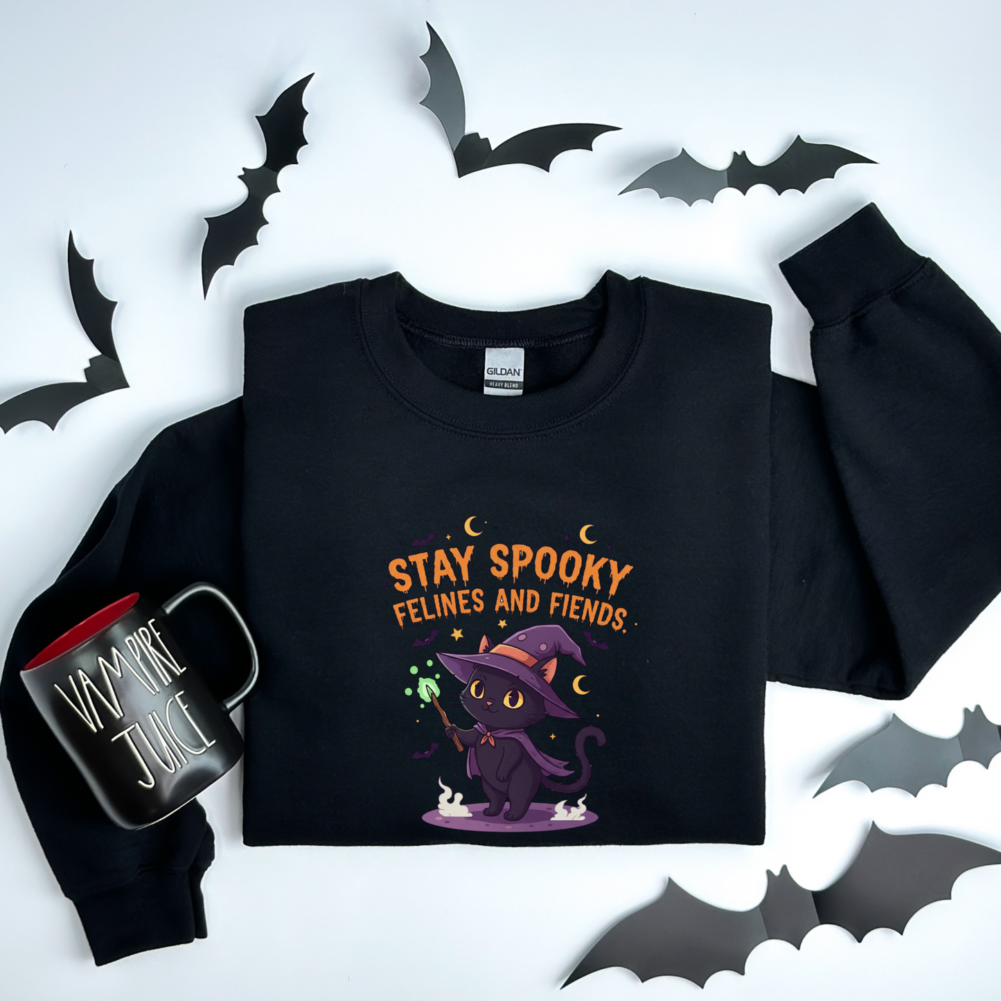 Cute Witch Cat Stay Spooky Felines and Fiends Sweatshirt