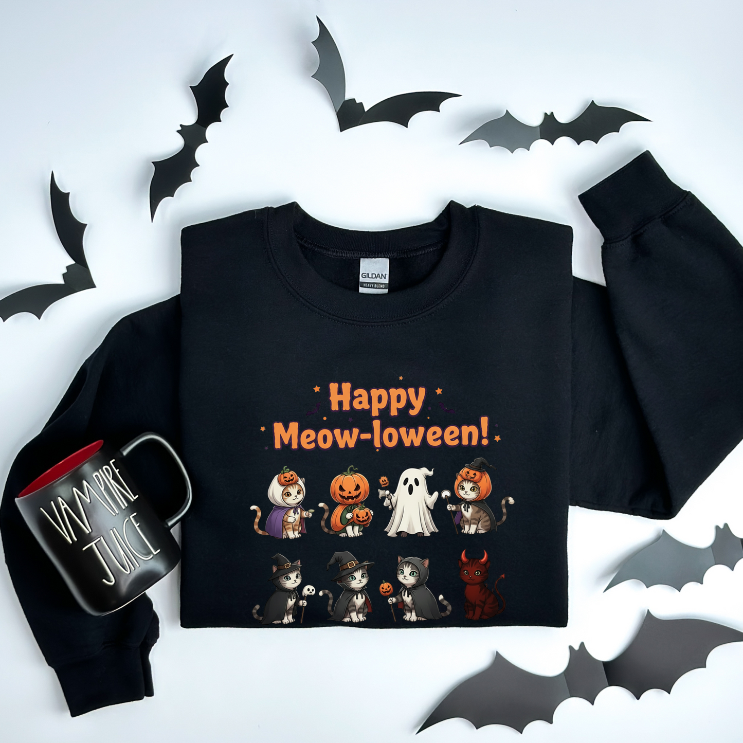 Cute Cat Happy Meow-loween Sweatshirt