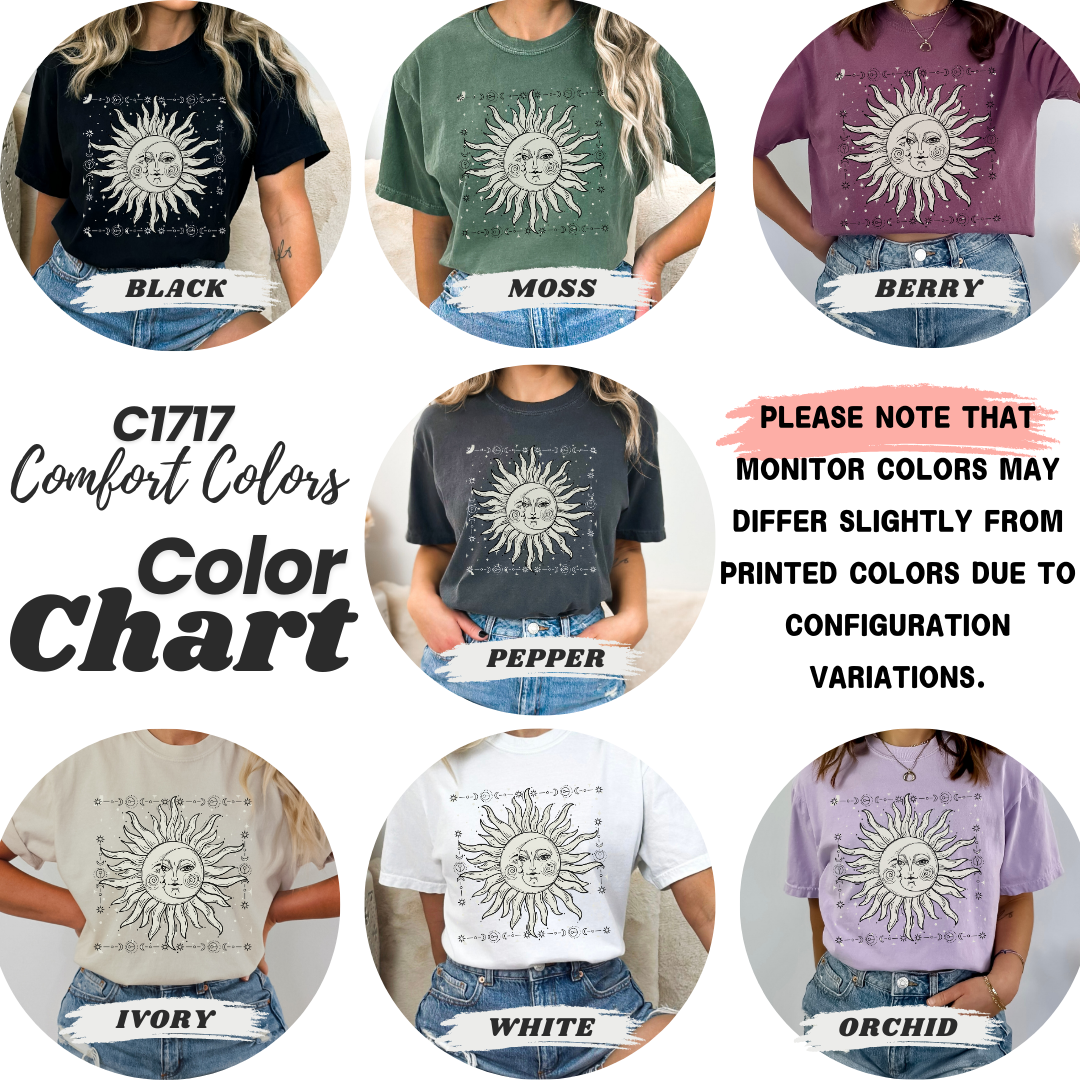 Celestial Sun and Crescent Moon Face Shirt