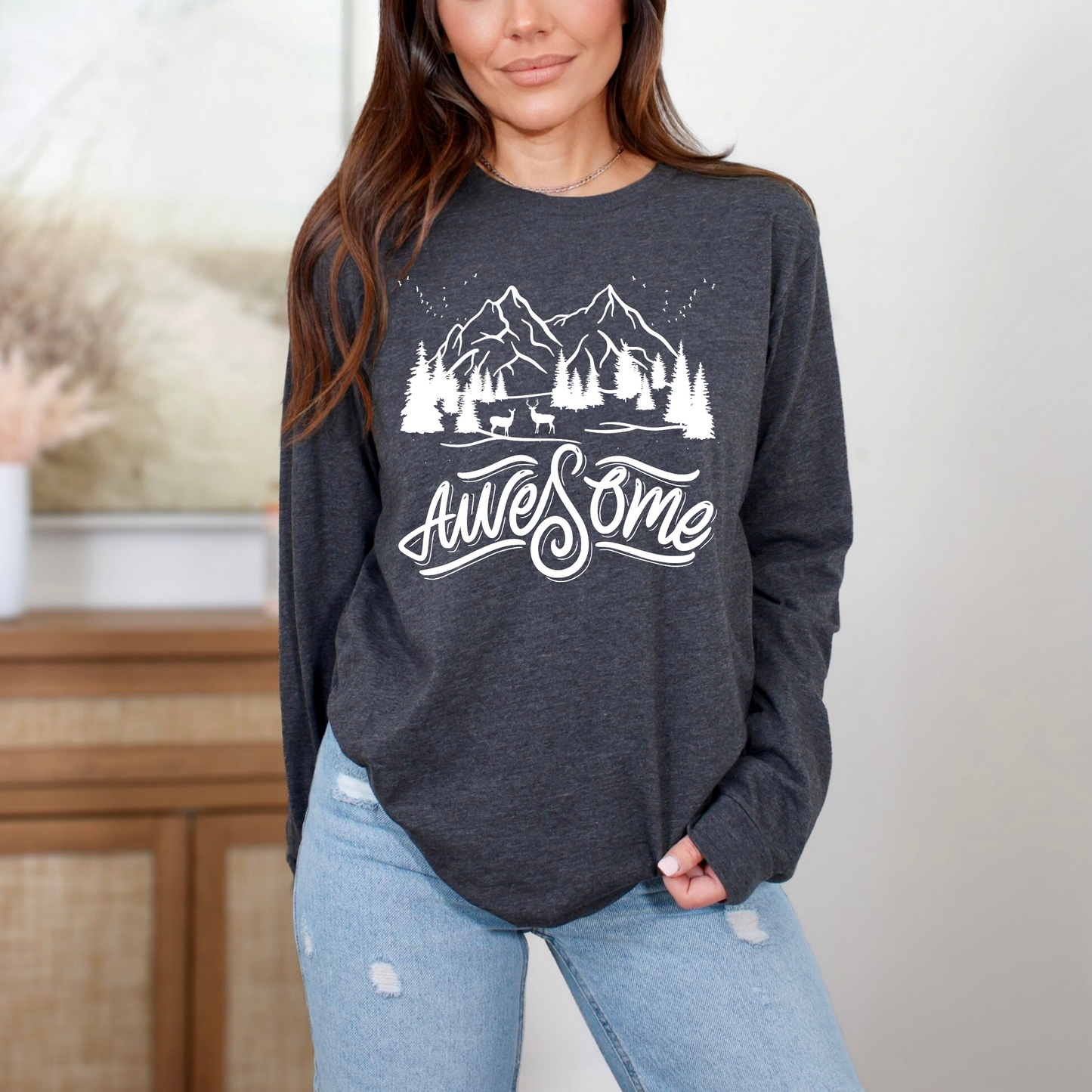 Awesome Adventure Long Sleeve Tee - Nature-Inspired Graphic Shirt