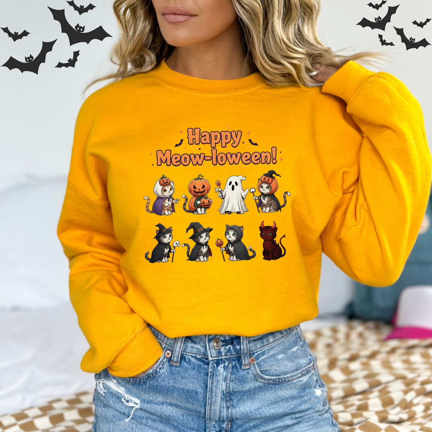 Cute Cat Happy Meow-loween Sweatshirt