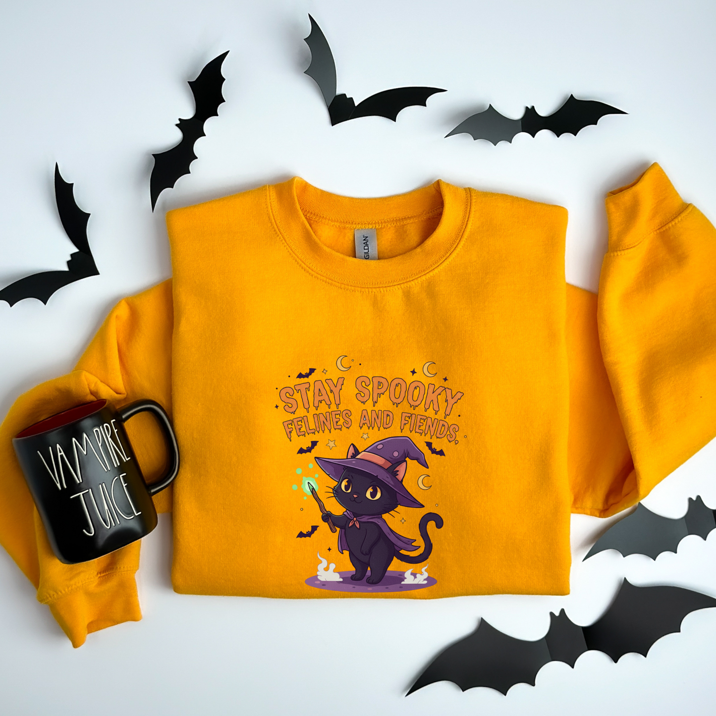 Cute Witch Cat Stay Spooky Felines and Fiends Sweatshirt