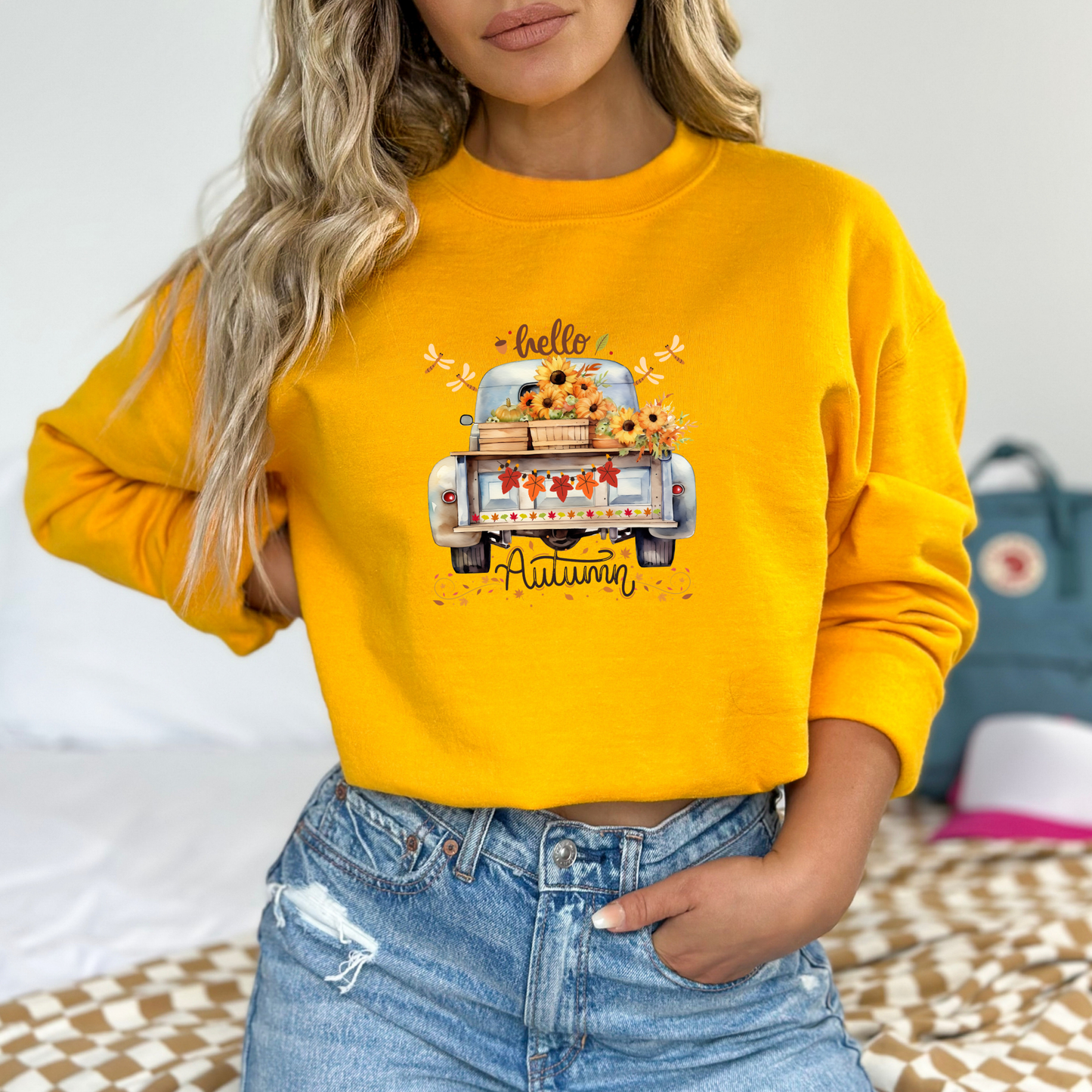 Hello Autumn Harvest Vintage Pickup Truck Sweatshirt