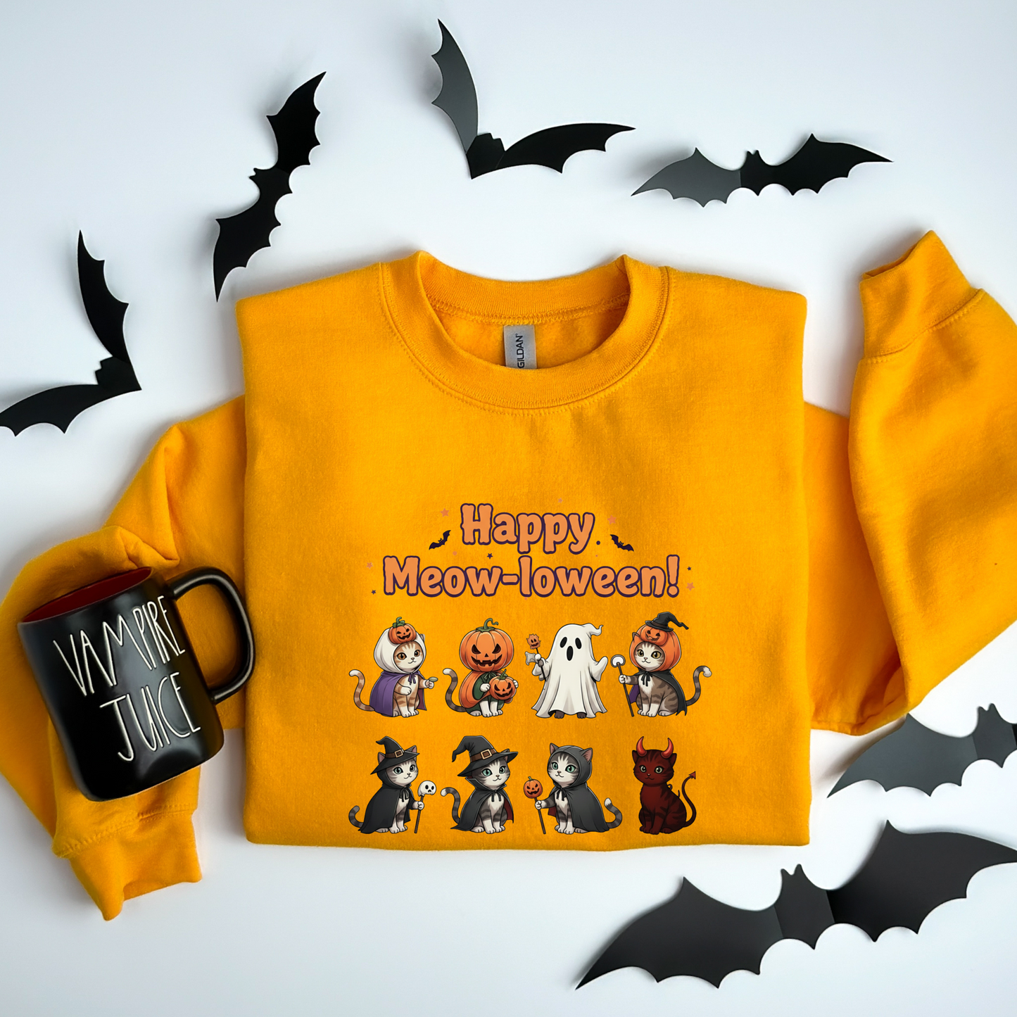 Cute Cat Happy Meow-loween Sweatshirt