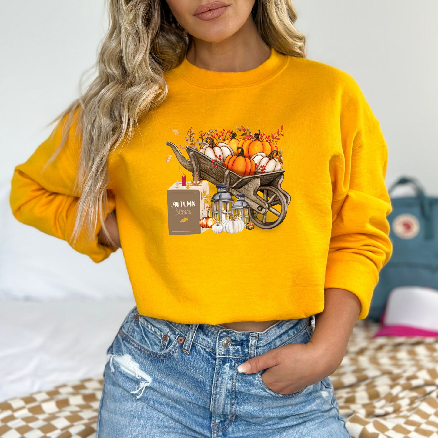 Rustic Fall Pumpkin Wheelbarrow Sweatshirt