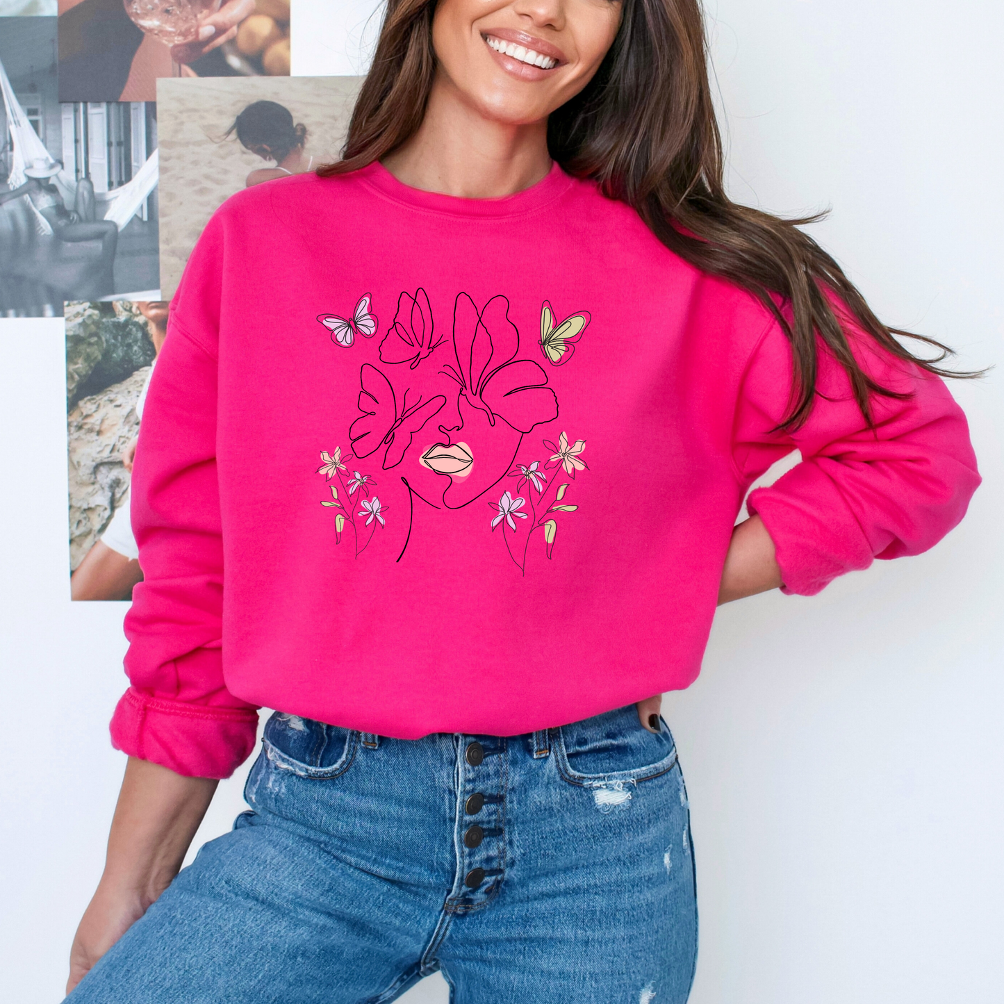 Butterfly Line Art Sweatshirt