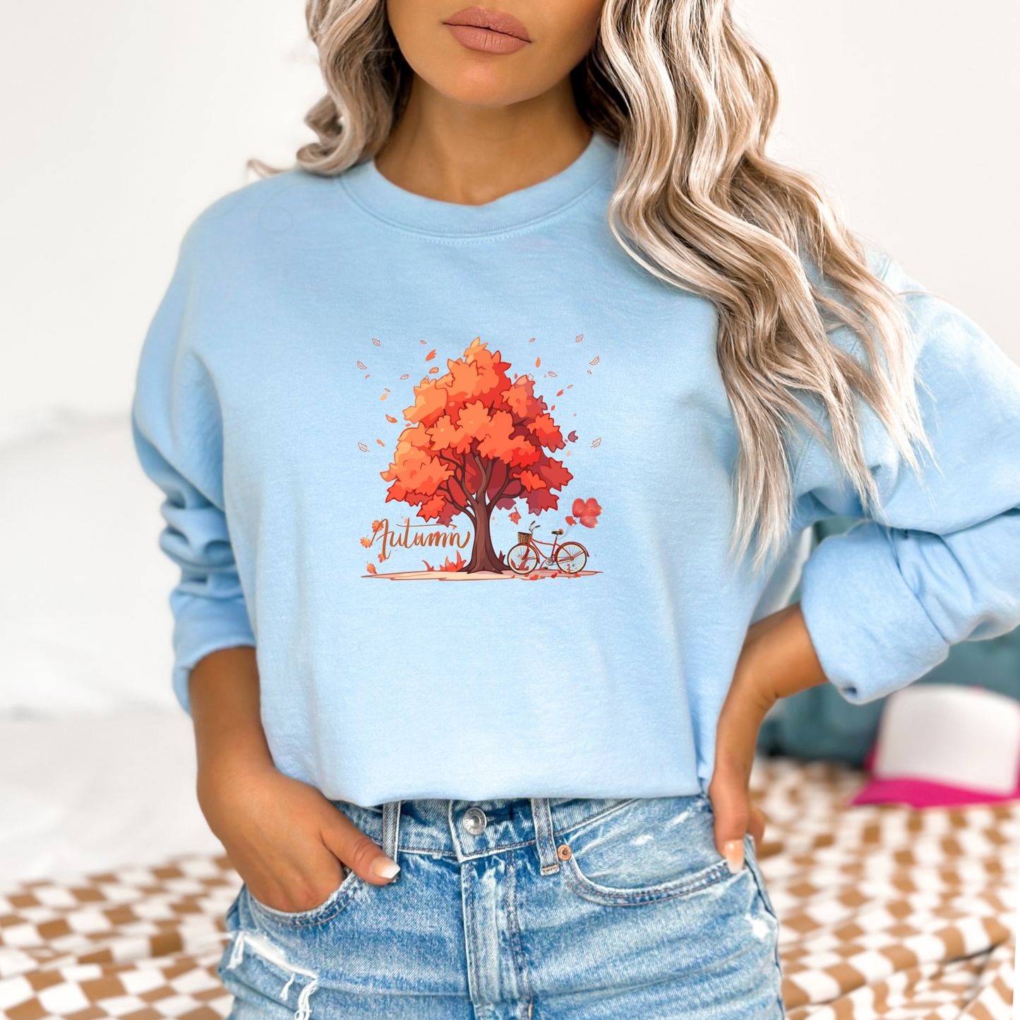Fall Leaves, Tree & Bicycle Sweatshirt