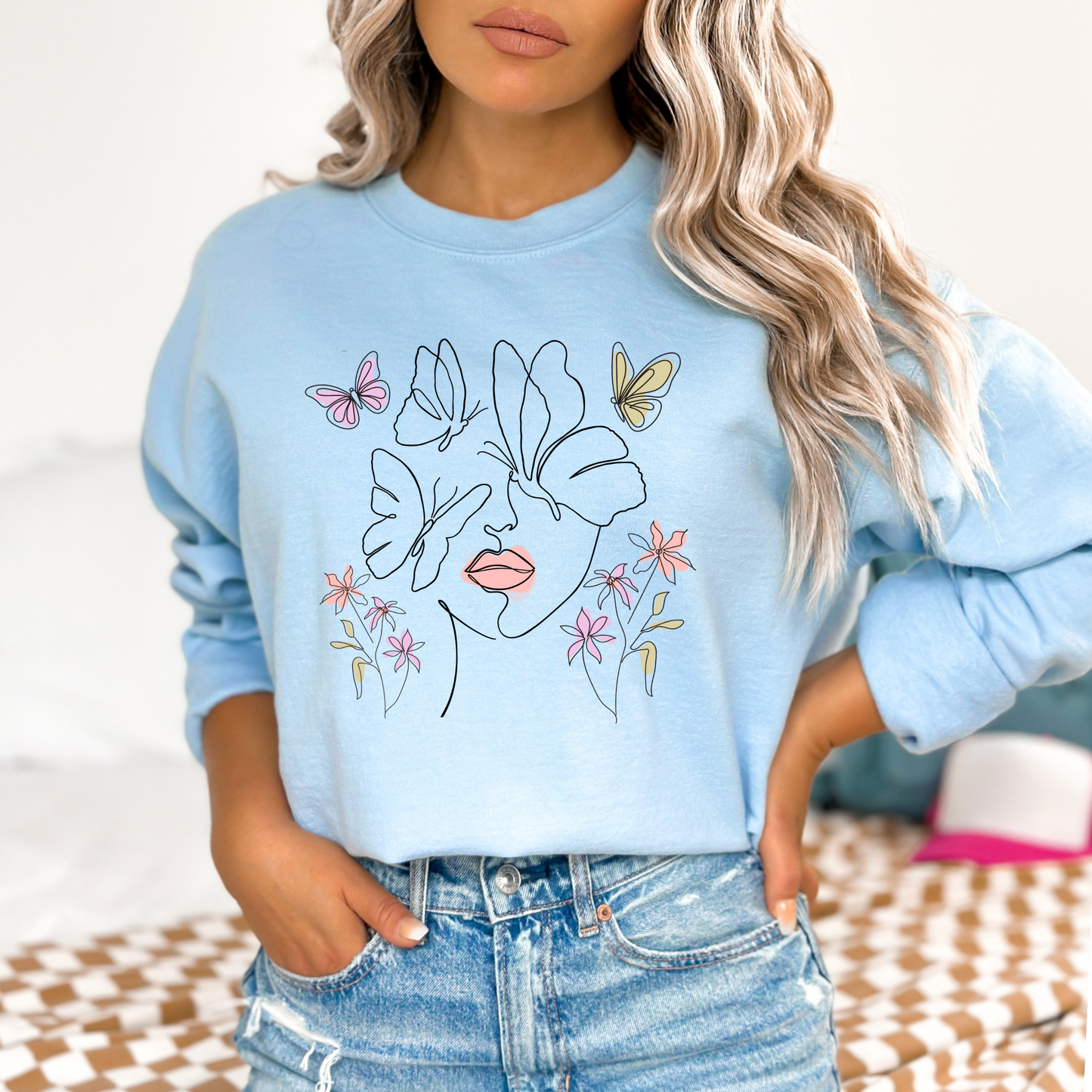 Butterfly Line Art Sweatshirt