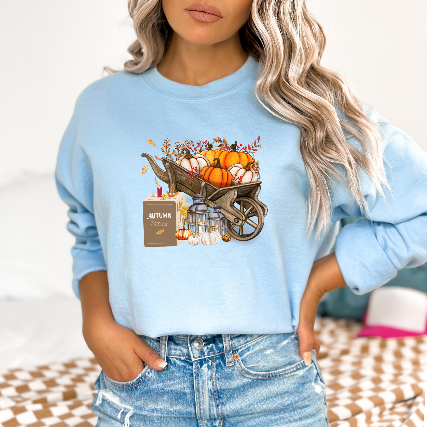 Rustic Fall Pumpkin Wheelbarrow Sweatshirt