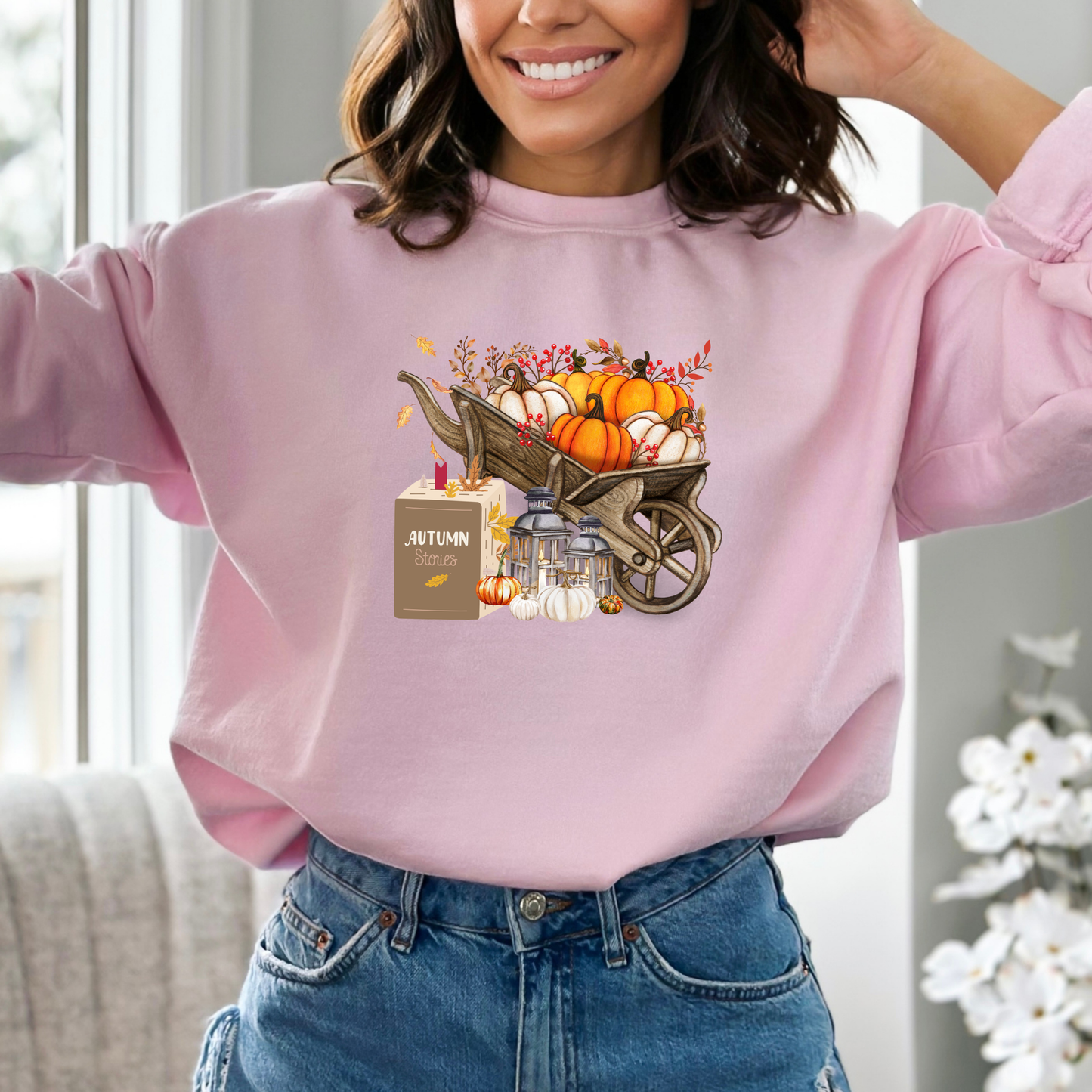 Rustic Fall Pumpkin Wheelbarrow Sweatshirt