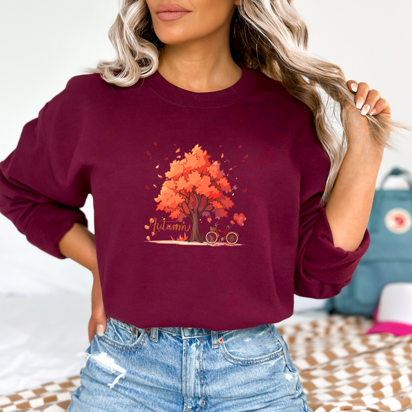 Fall Leaves, Tree & Bicycle Sweatshirt