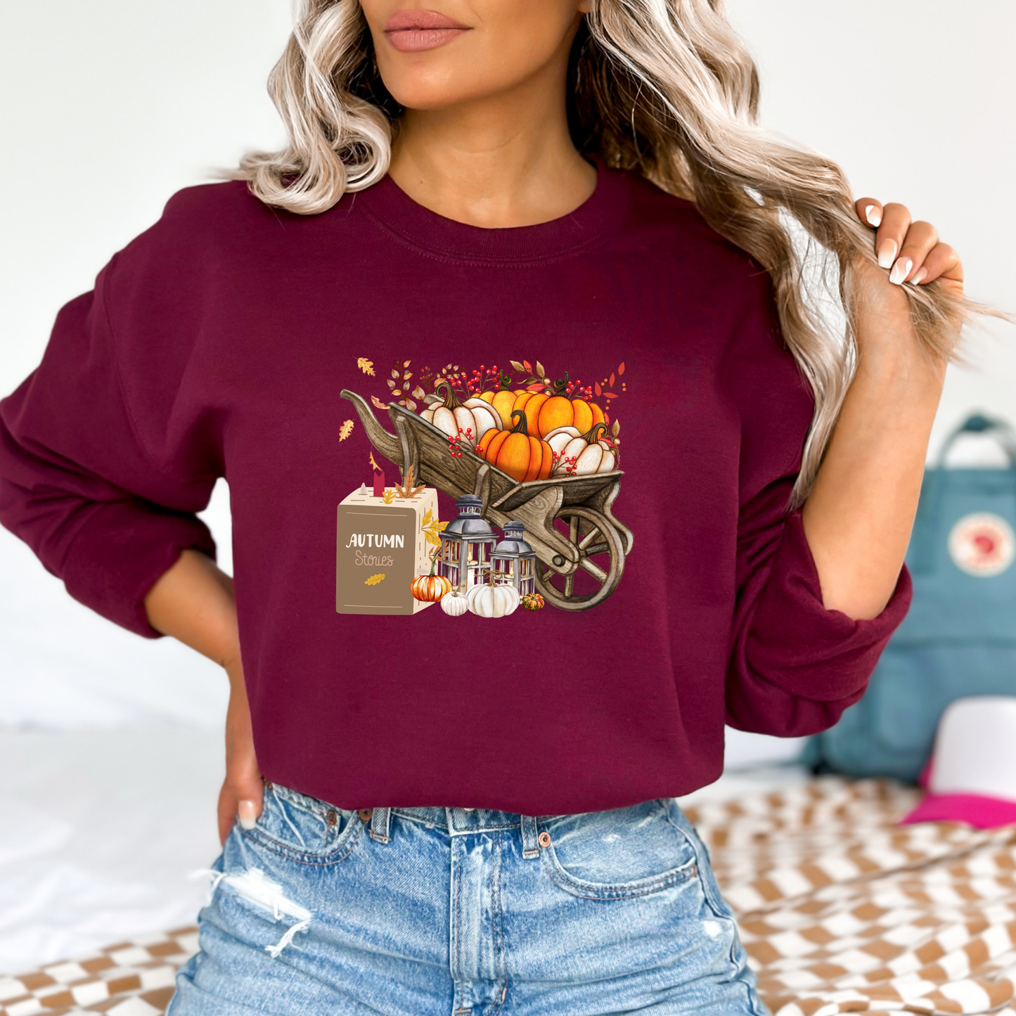 Rustic Fall Pumpkin Wheelbarrow Sweatshirt