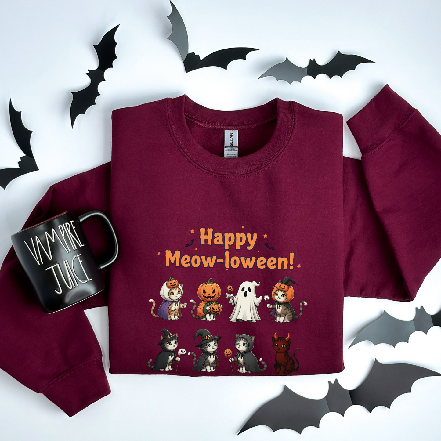 Cute Cat Happy Meow-loween Sweatshirt