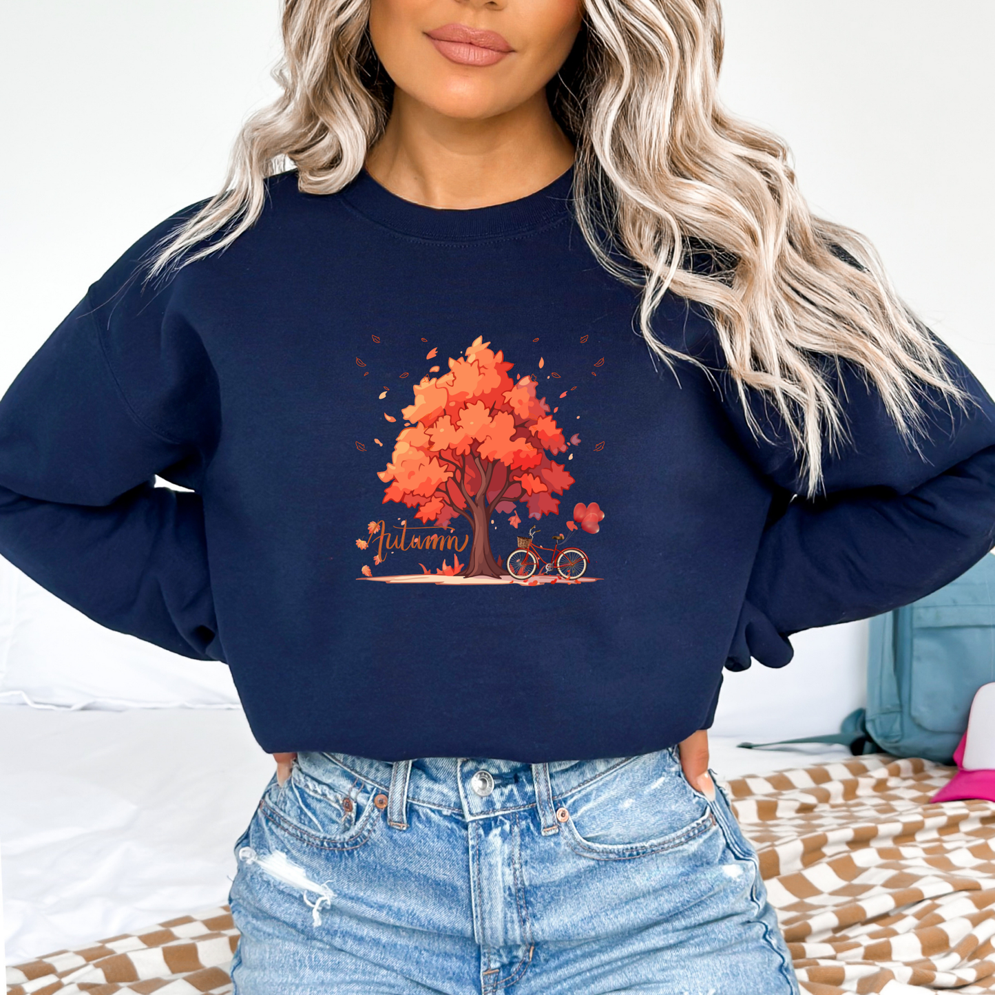 Fall Leaves, Tree & Bicycle Sweatshirt
