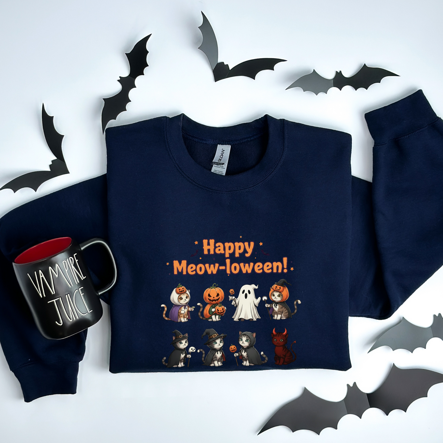 Cute Cat Happy Meow-loween Sweatshirt