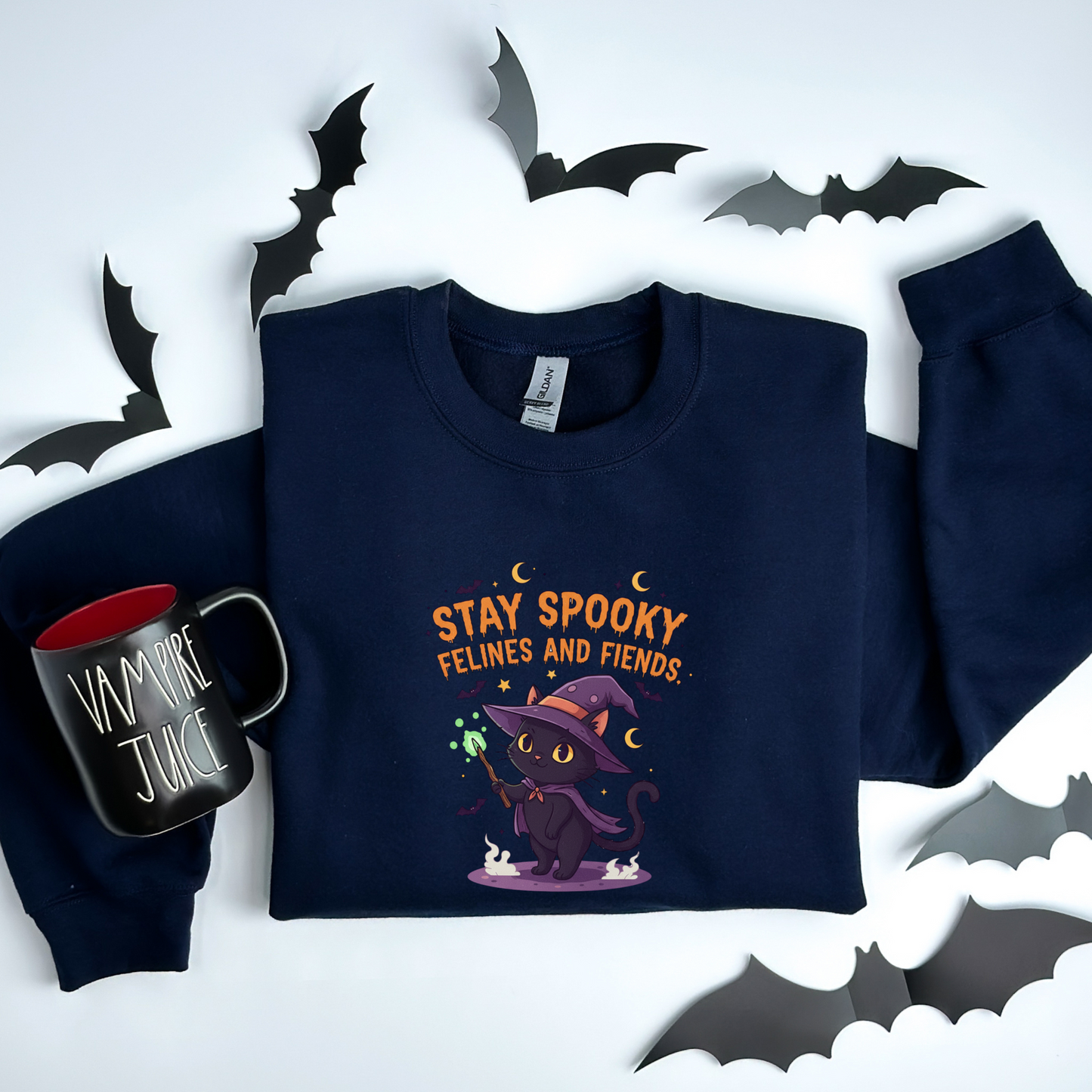 Cute Witch Cat Stay Spooky Felines and Fiends Sweatshirt