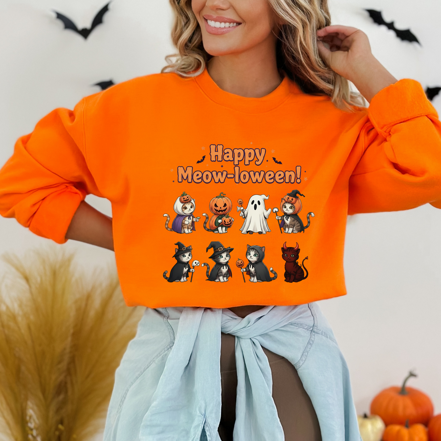 Cute Cat Happy Meow-loween Sweatshirt