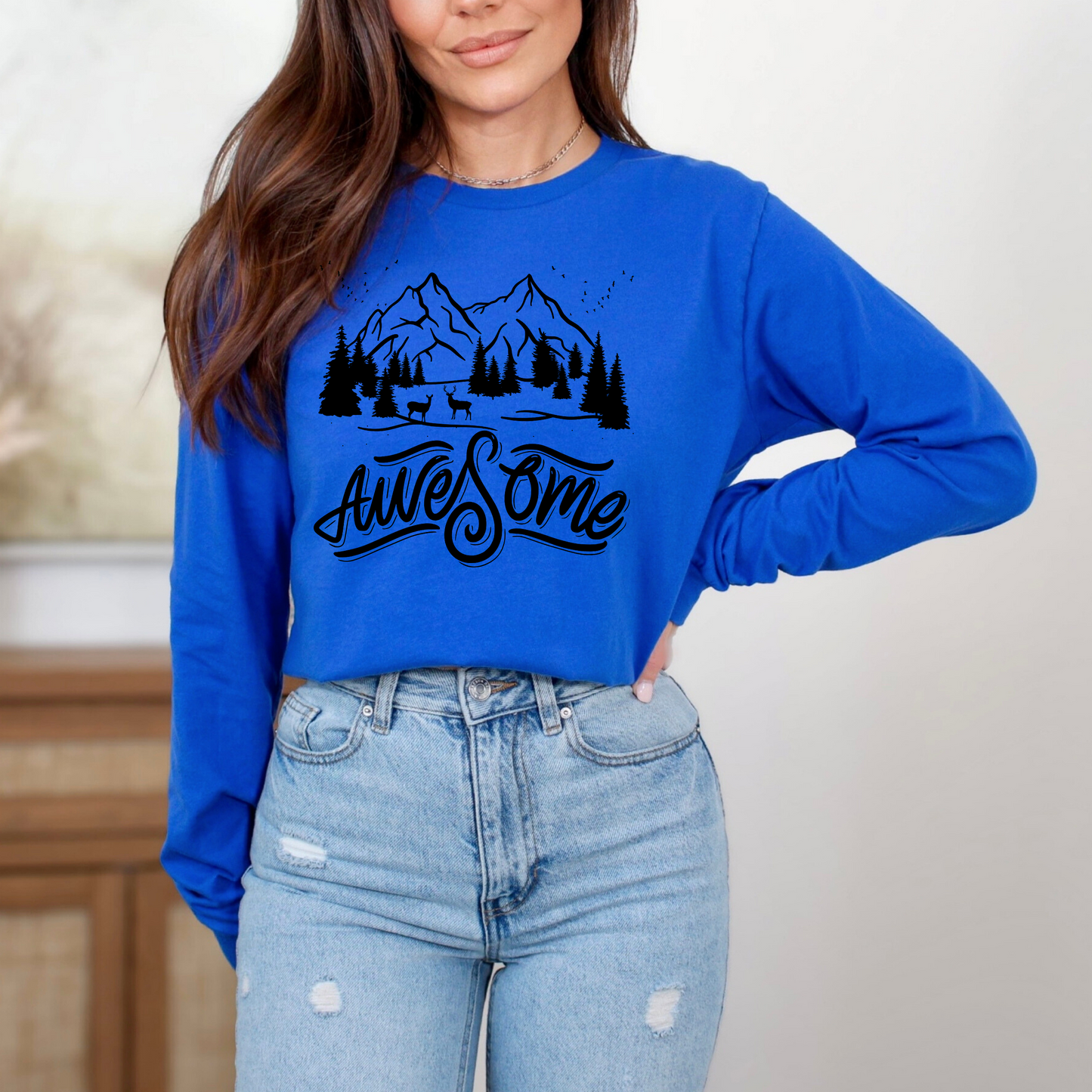 Awesome Adventure Long Sleeve Tee - Nature-Inspired Graphic Shirt