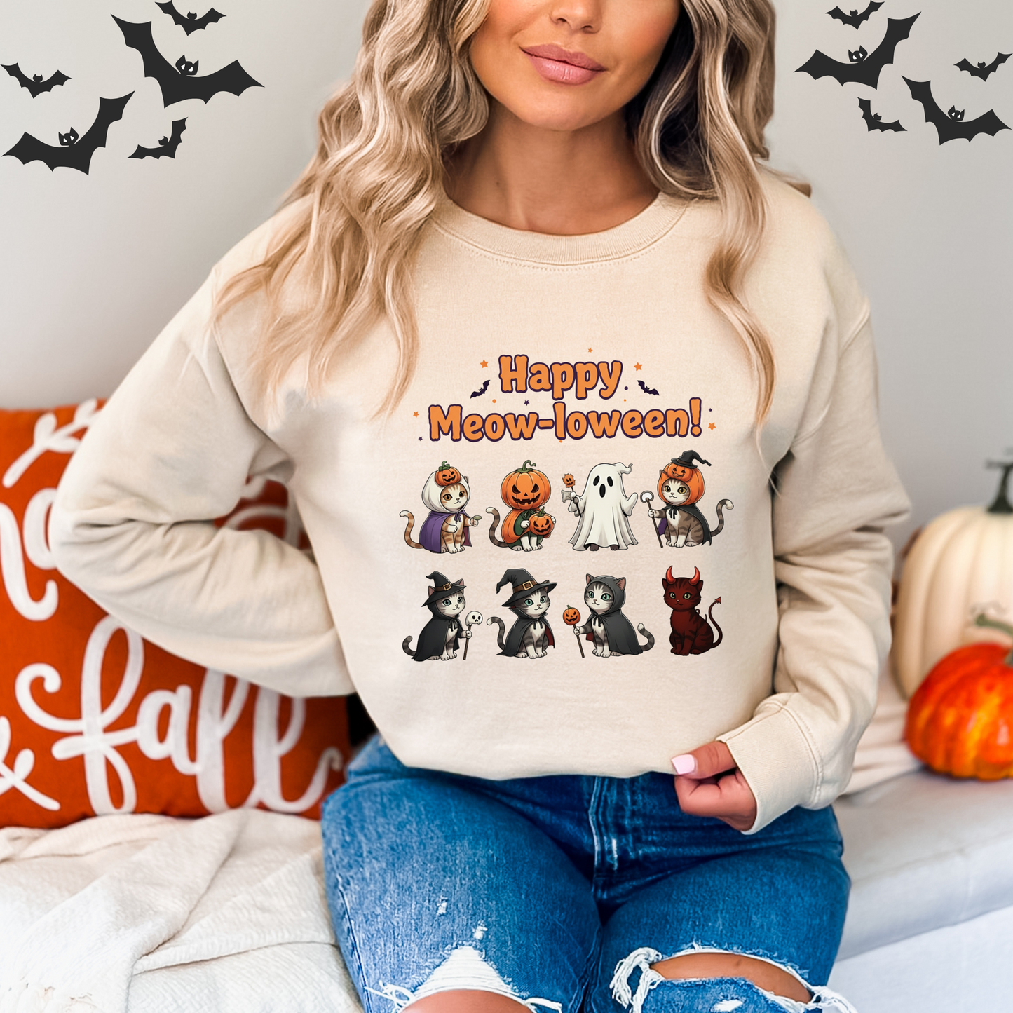 Cute Cat Happy Meow-loween Sweatshirt
