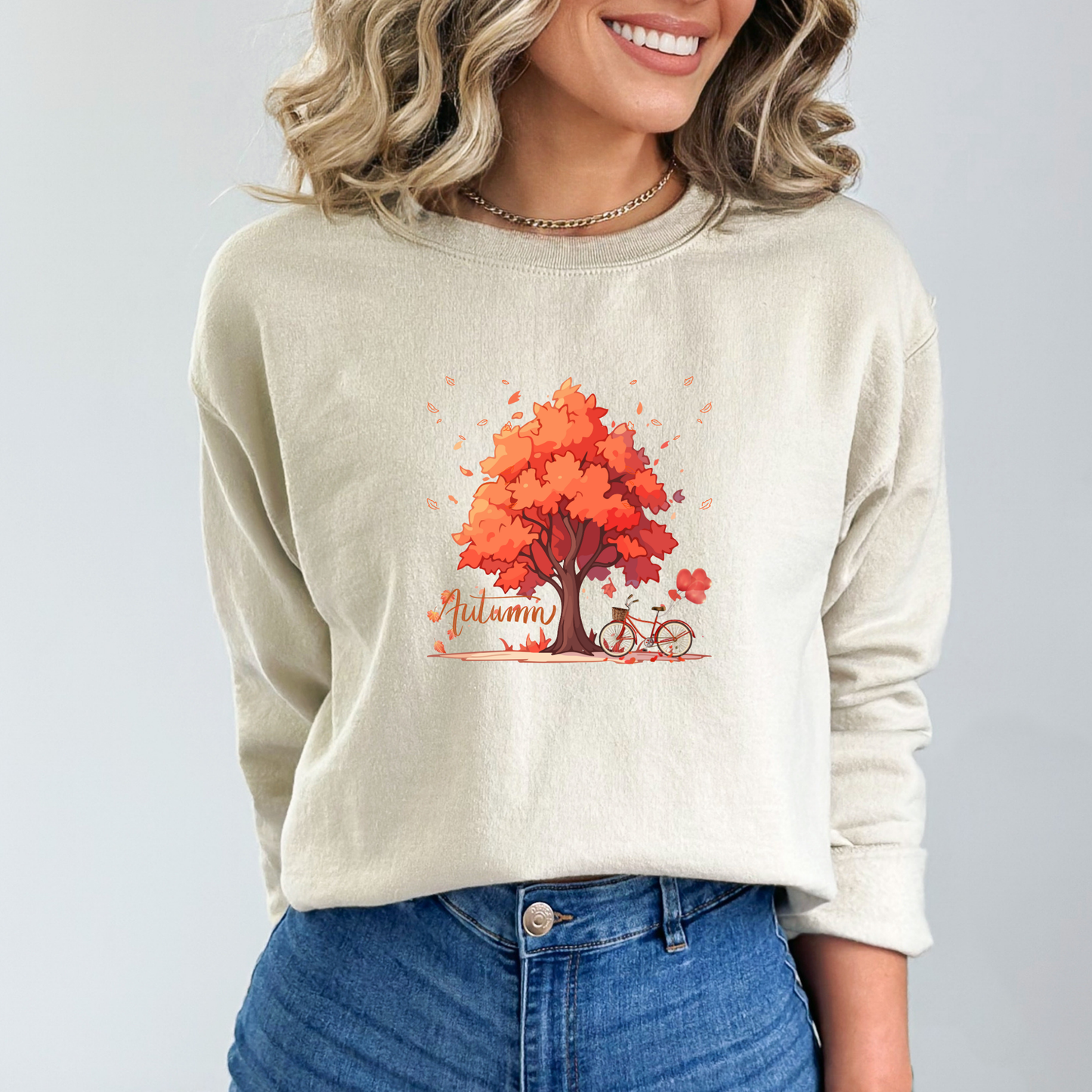 Fall Leaves, Tree & Bicycle Sweatshirt