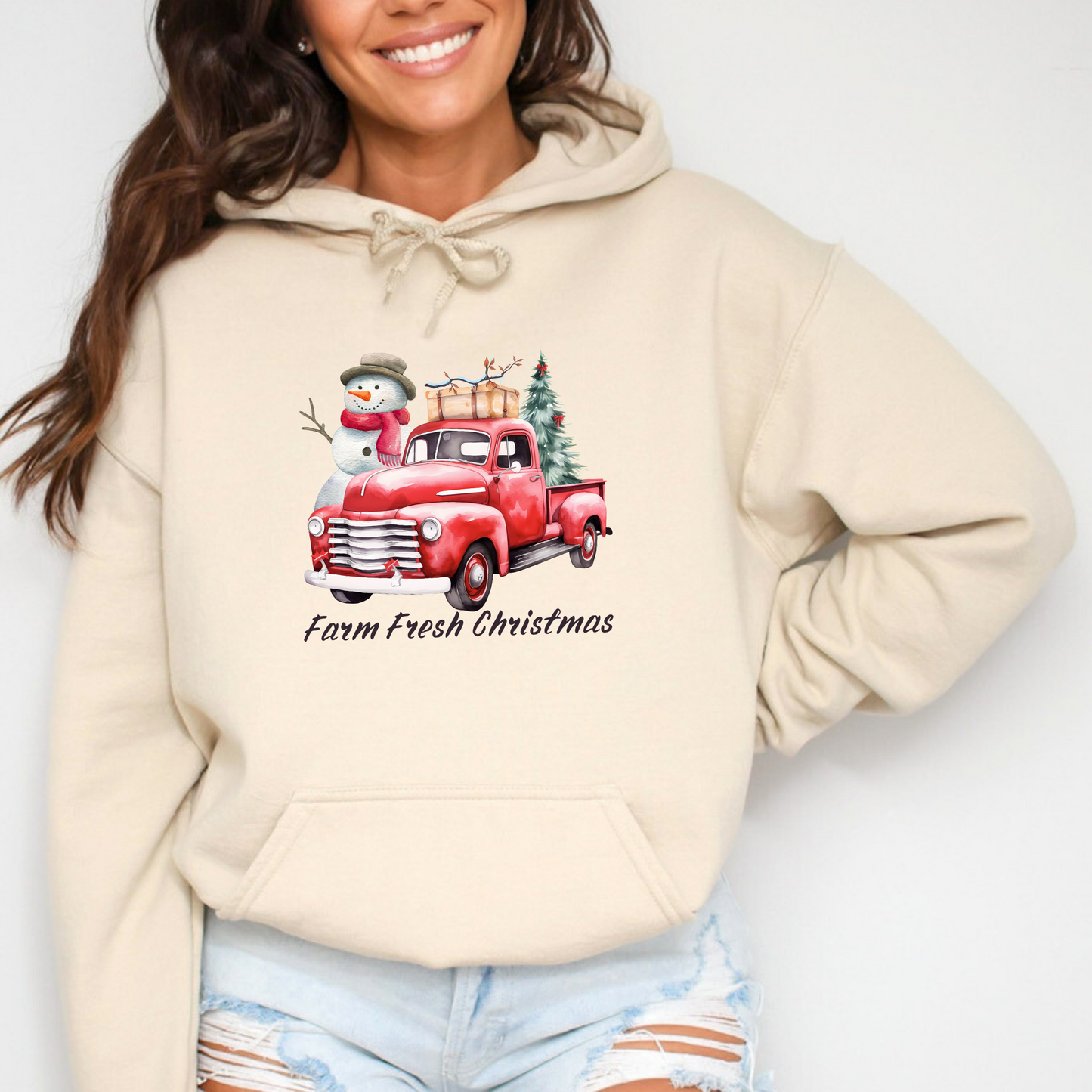 Farm Fresh Christmas Vintage Red Truck Sweatshirt
