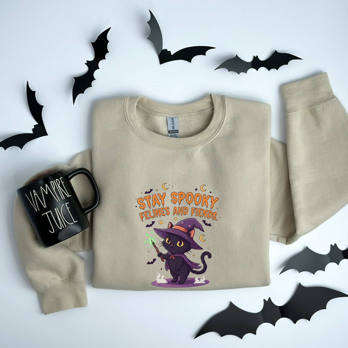 Cute Witch Cat Stay Spooky Felines and Fiends Sweatshirt