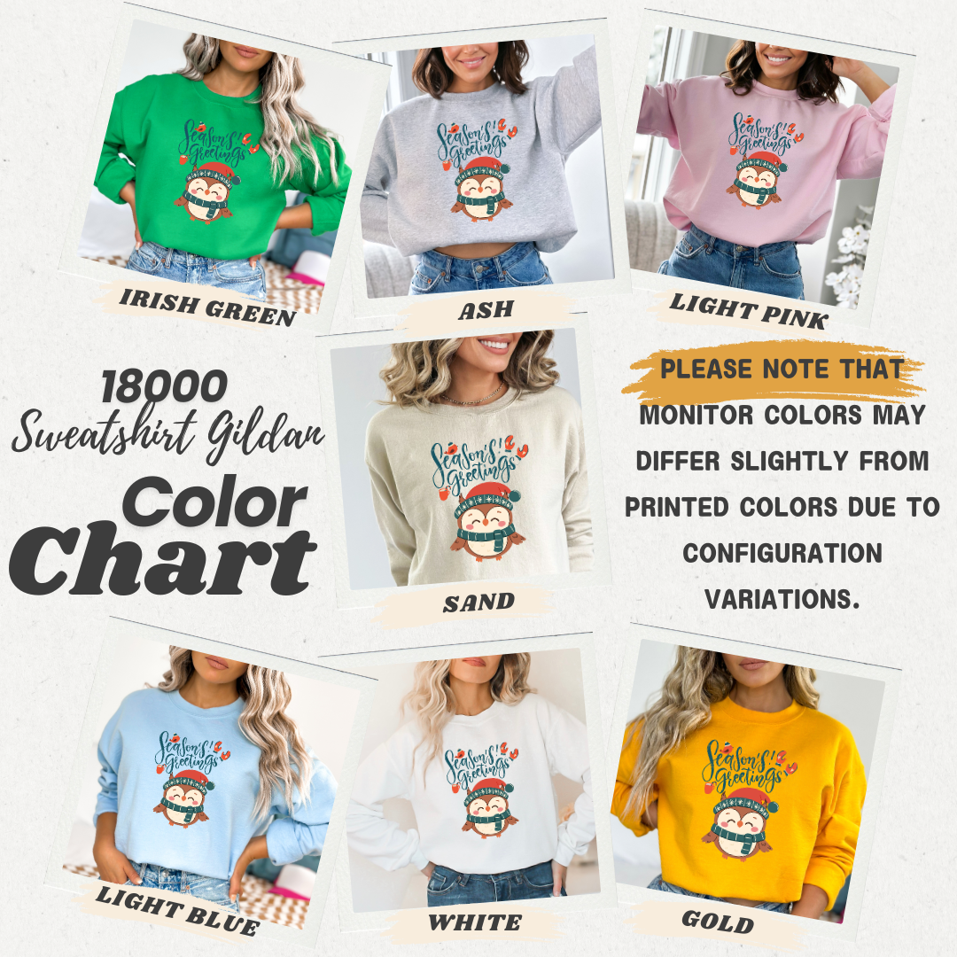 Cozy Winter Owl Sweatshirt β Seasons Greetings Holiday Pullover, Christmas Gift Idea