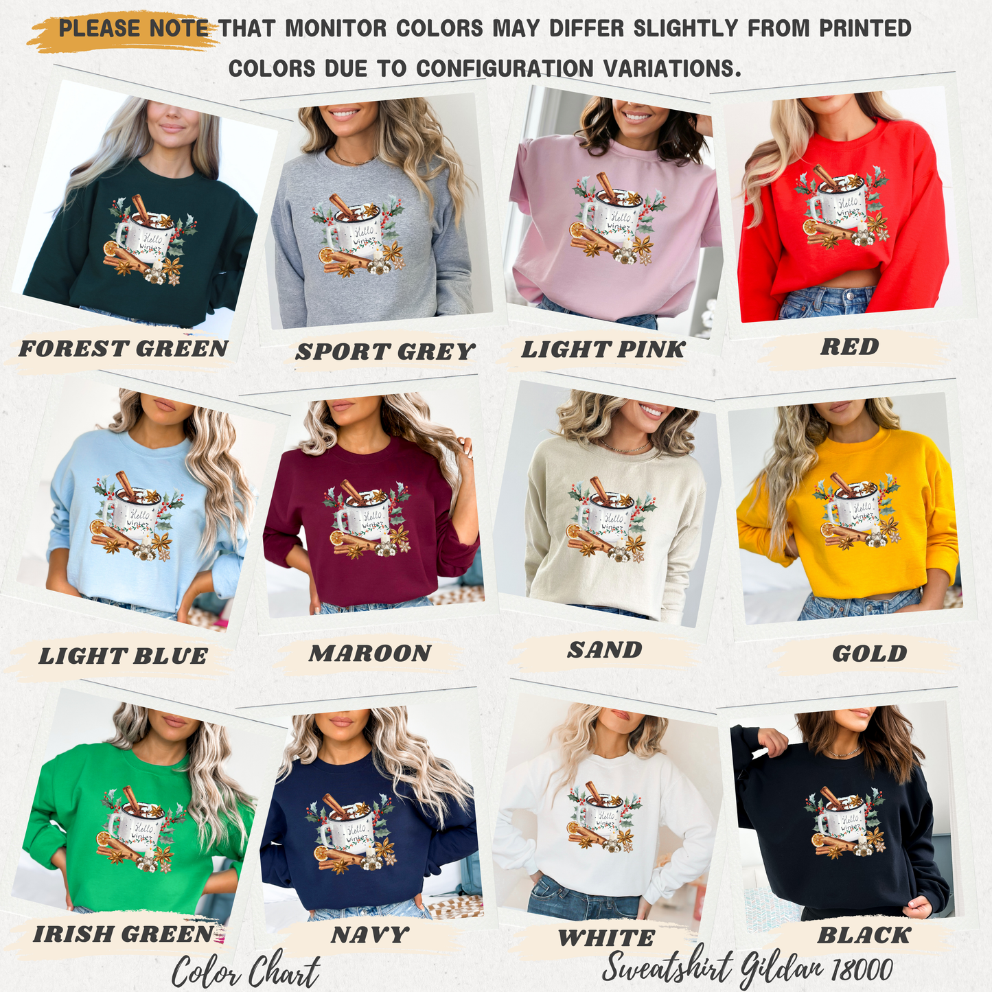 Rustic Holly and Berries Winter Mug Graphic Sweatshirt