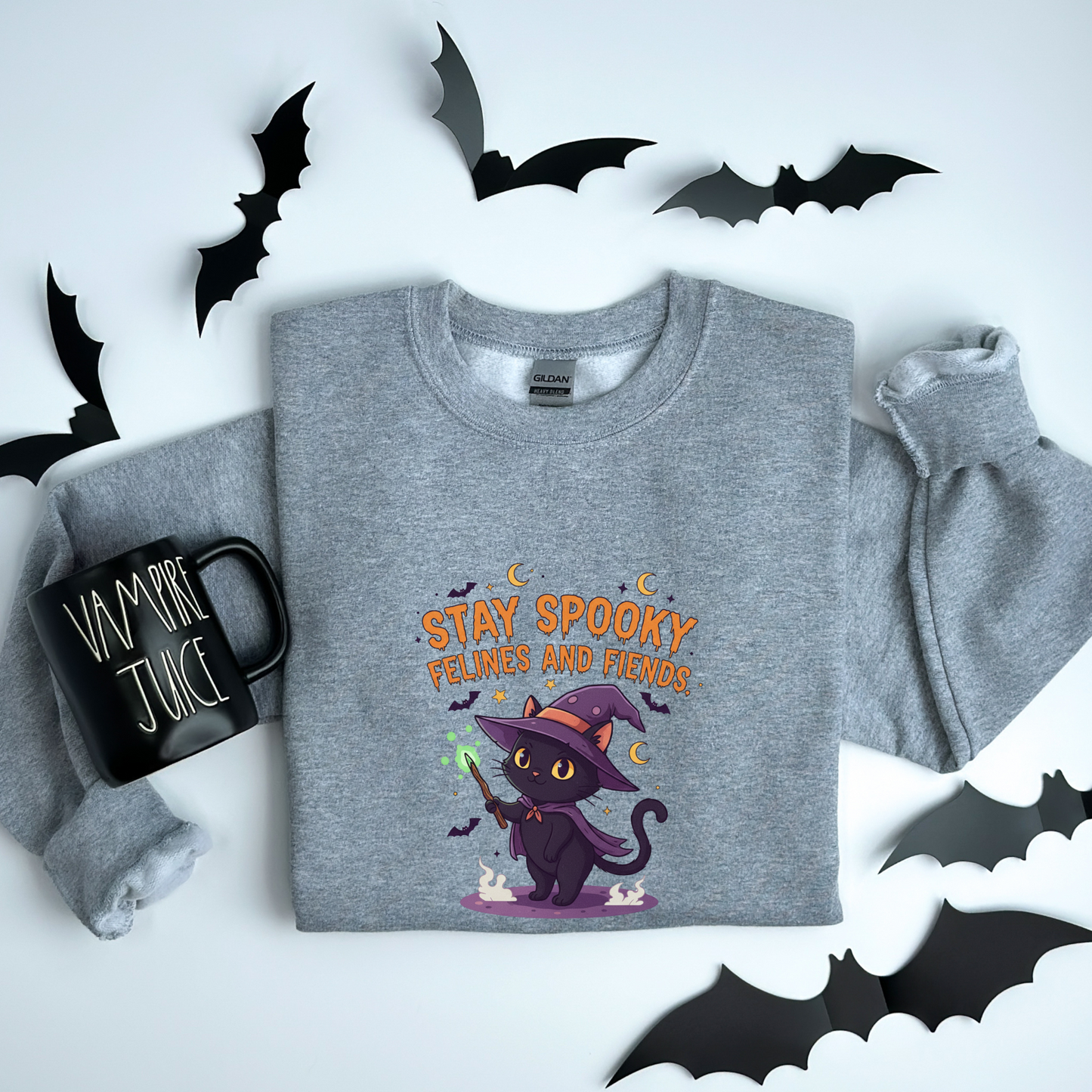 Cute Witch Cat Stay Spooky Felines and Fiends Sweatshirt