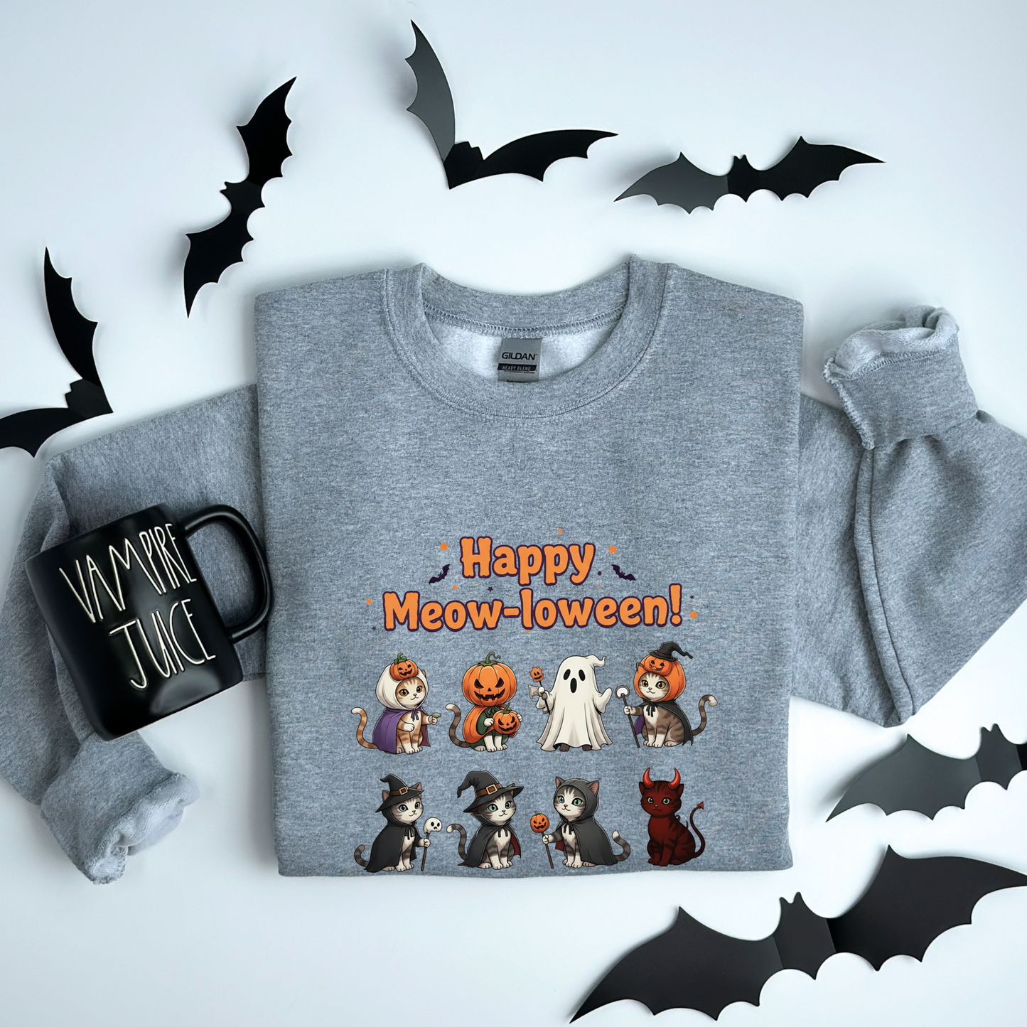 Cute Cat Happy Meow-loween Sweatshirt