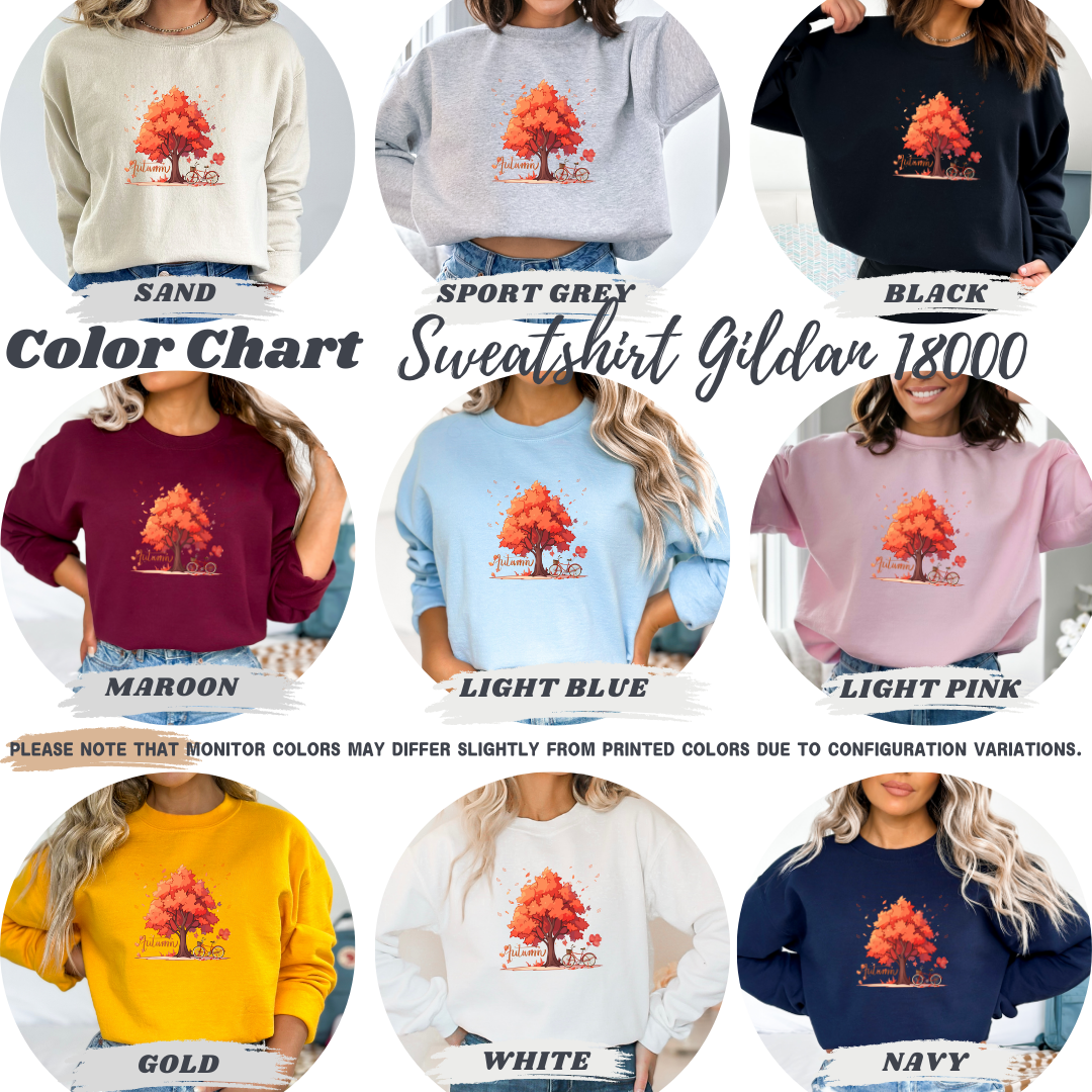 Fall Leaves, Tree & Bicycle Sweatshirt