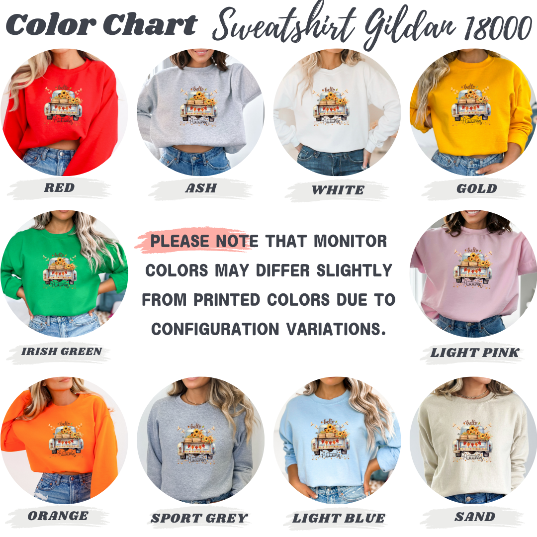 Hello Autumn Harvest Vintage Pickup Truck Sweatshirt