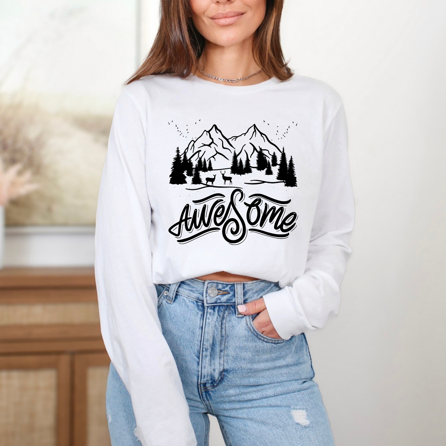 Awesome Adventure Long Sleeve Tee - Nature-Inspired Graphic Shirt